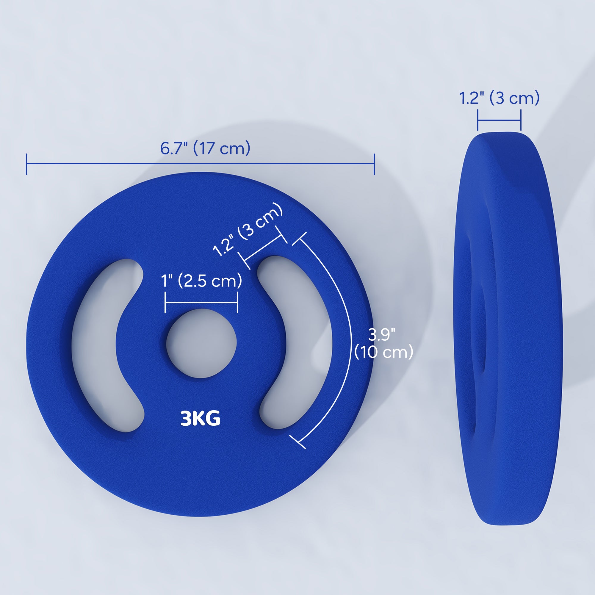 Soozier 2 x 6.6lbs Standard Weight Plates with Easy-Grip Handles, 1" Holes, for Home, Gym, Weight Lifting and Strength Training