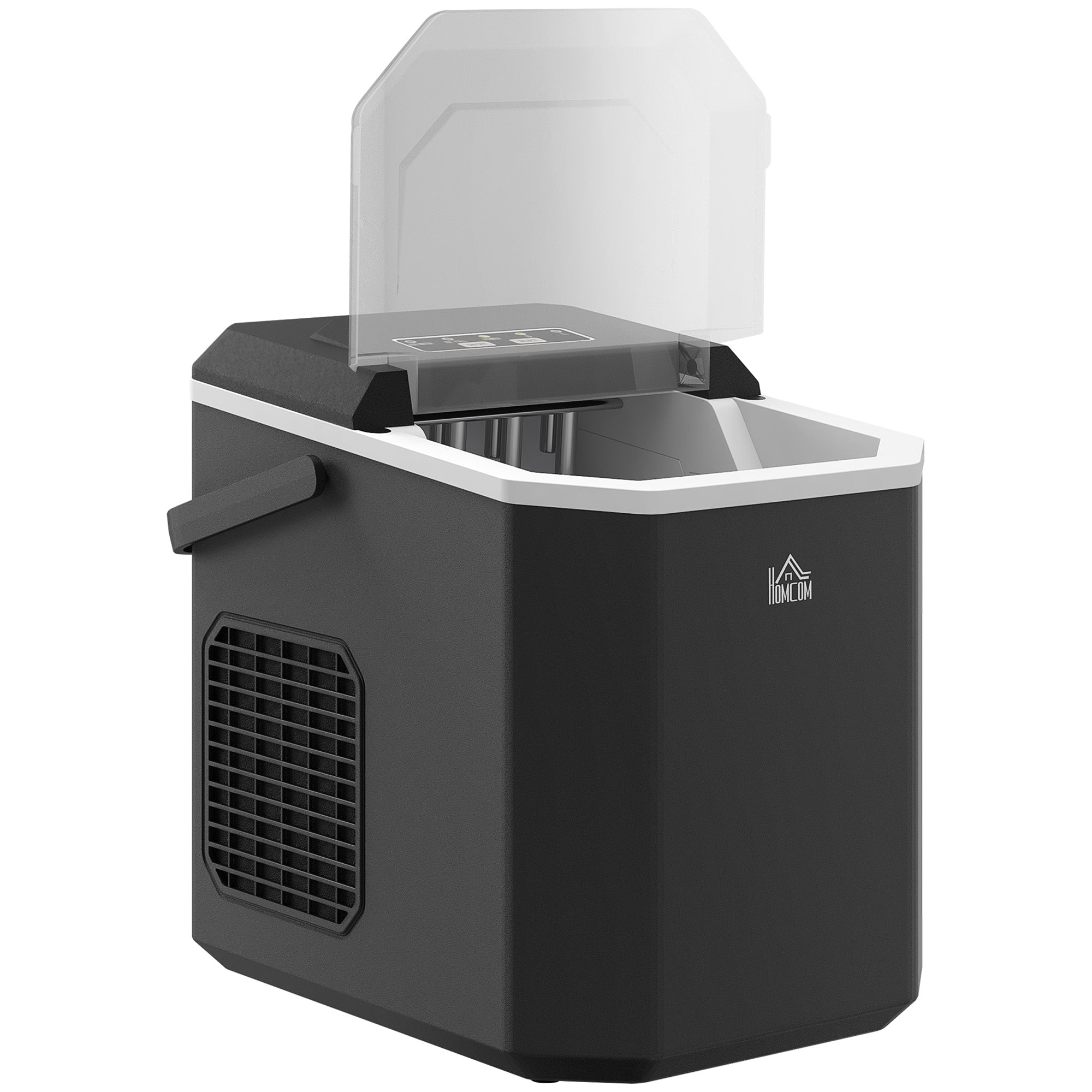 HOMCOM Portable Ice Maker, Self Cleaning Ice Machine with 9 Ice Cubes Ready in 6 Mins, 26lbs/24Hrs, 2 Sizes of Bullet Ice