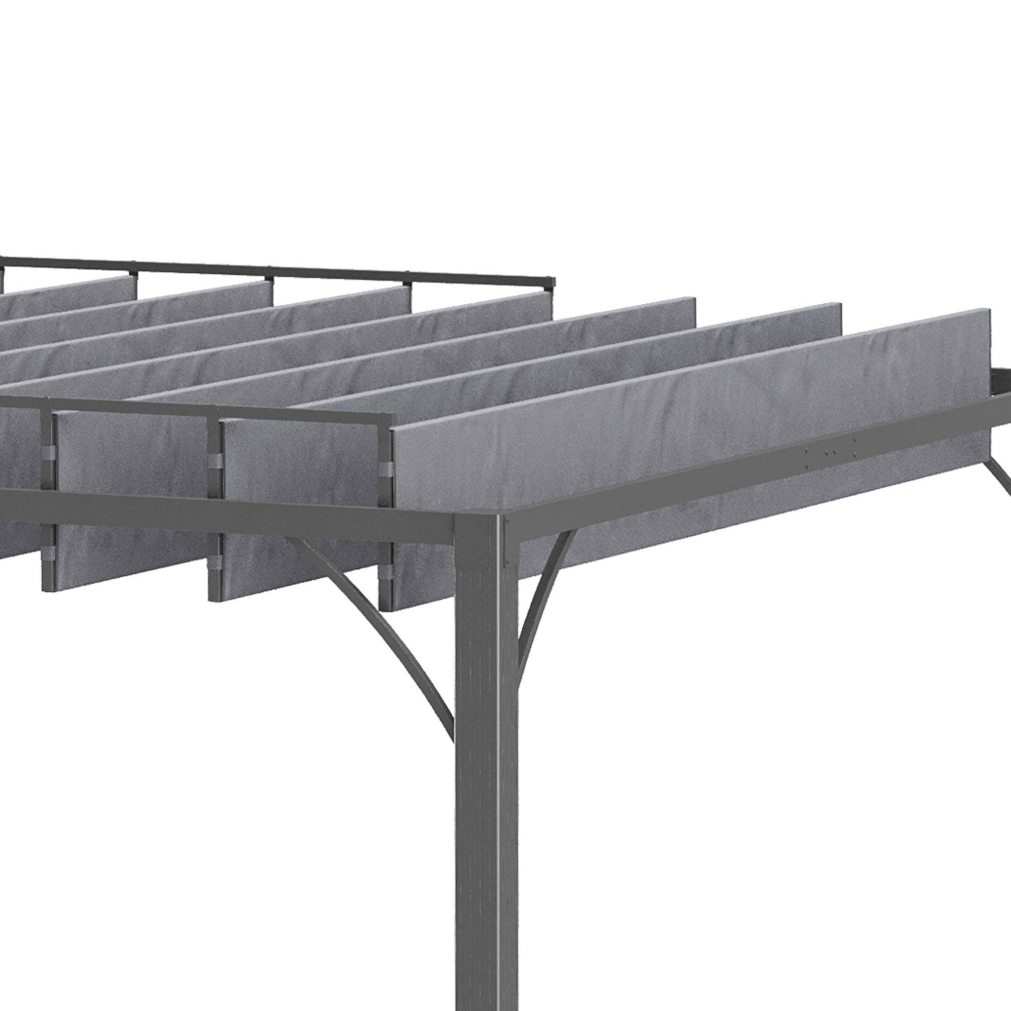 Outsunny 12.8' x 9.7' Outdoor Pergola with Retractable Roof, Aluminium Louvered Pergola Canopy Gazebo for Lawn Garden Patio, Grey
