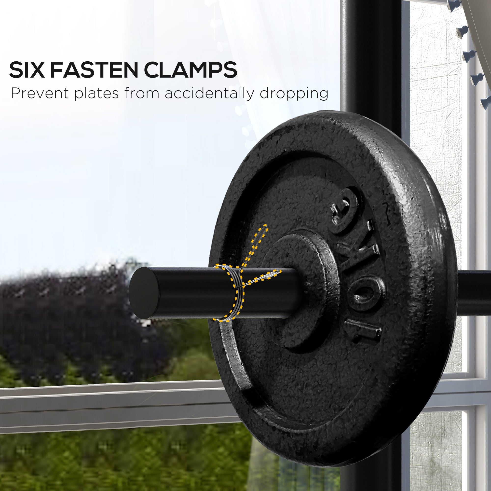 Soozier Weight Plate Rack, Bumper Plate Rack Holder for 2 inch Plates and Bars, with 4 Transport Wheels and 6 Fasten Clamps, 440 lbs Capacity