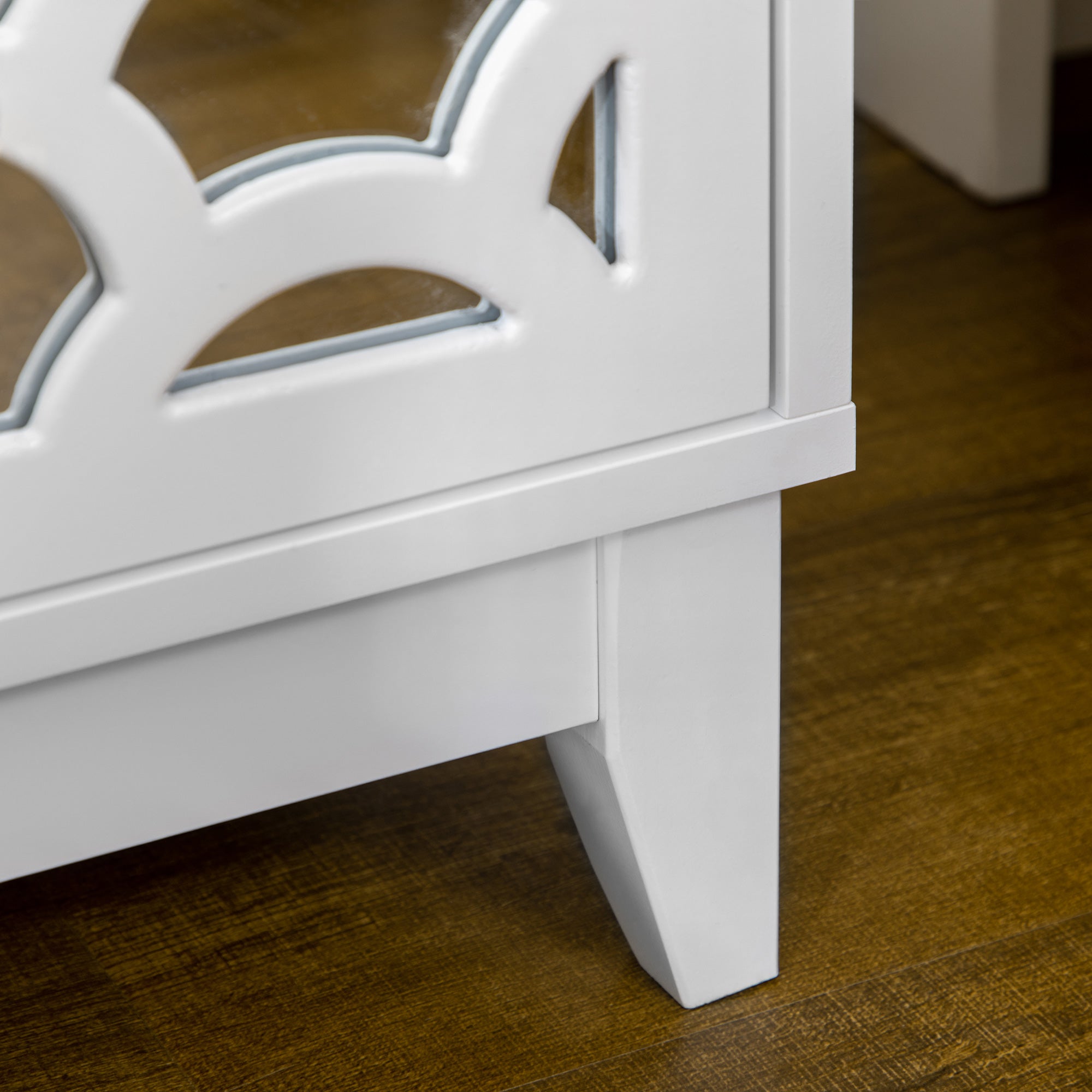 HOMCOM Modern Bedside Table, Side End Table with Drawers and Front Mirror, 15.4"x14.4"x23.6", White