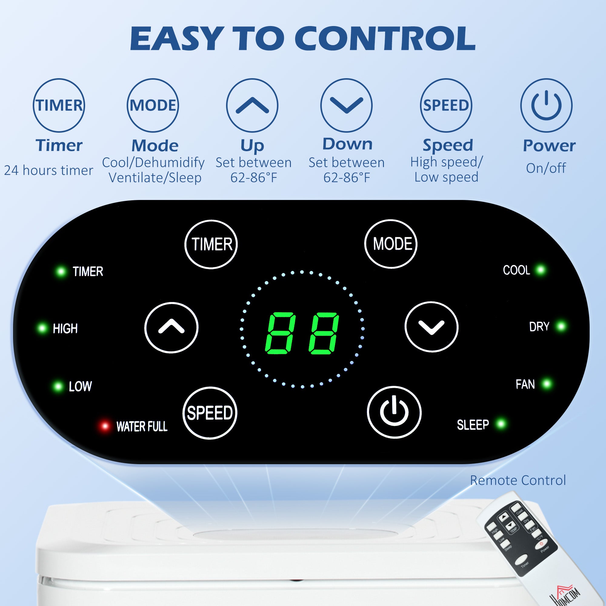 HOMCOM 8000 BTU Portable Air Conditioner with Cooling, Dehumidifier, Remote Control, 24-Hour Timer, Window Mount Kit, Cream