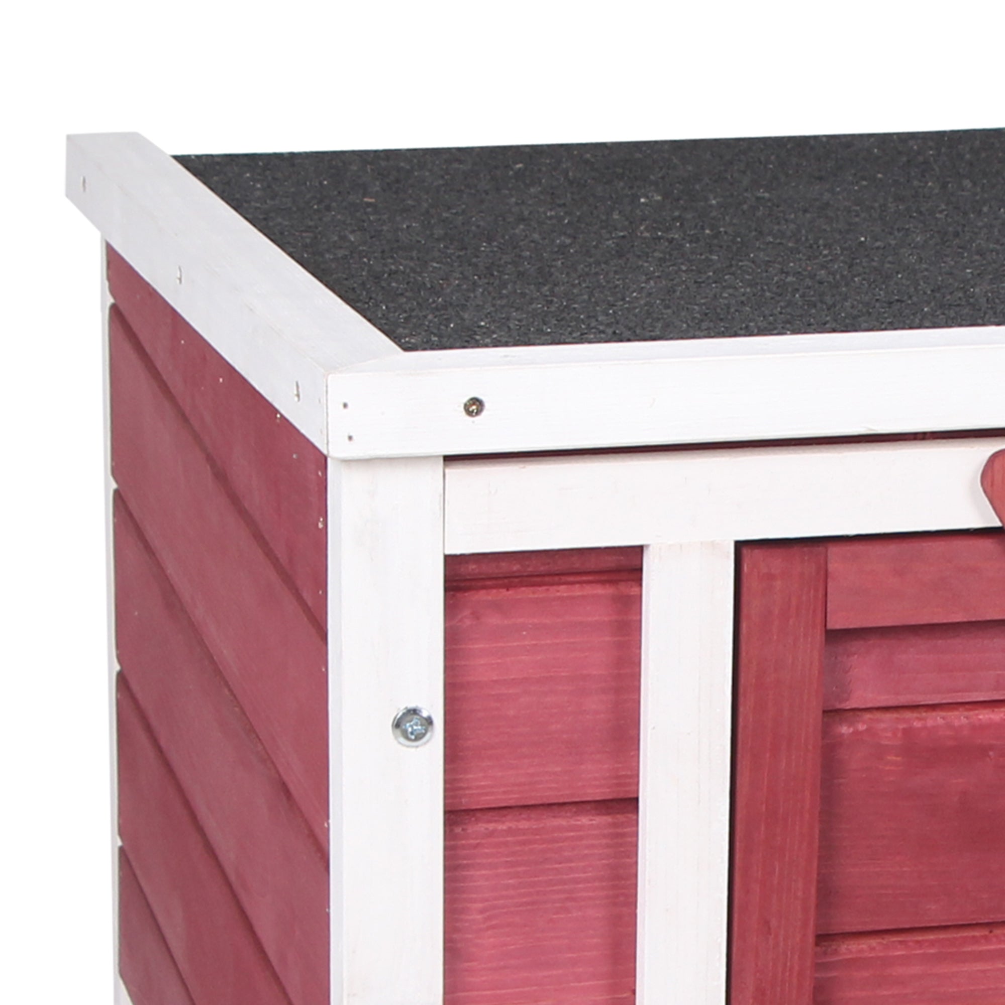 PawHut Wooden Rabbit Hutch Bunny Cage Outdoor Cat House Guinea Pig Cage Duck Shelter, Indoor Outdoor Use, 20"x16.5"x17", Red