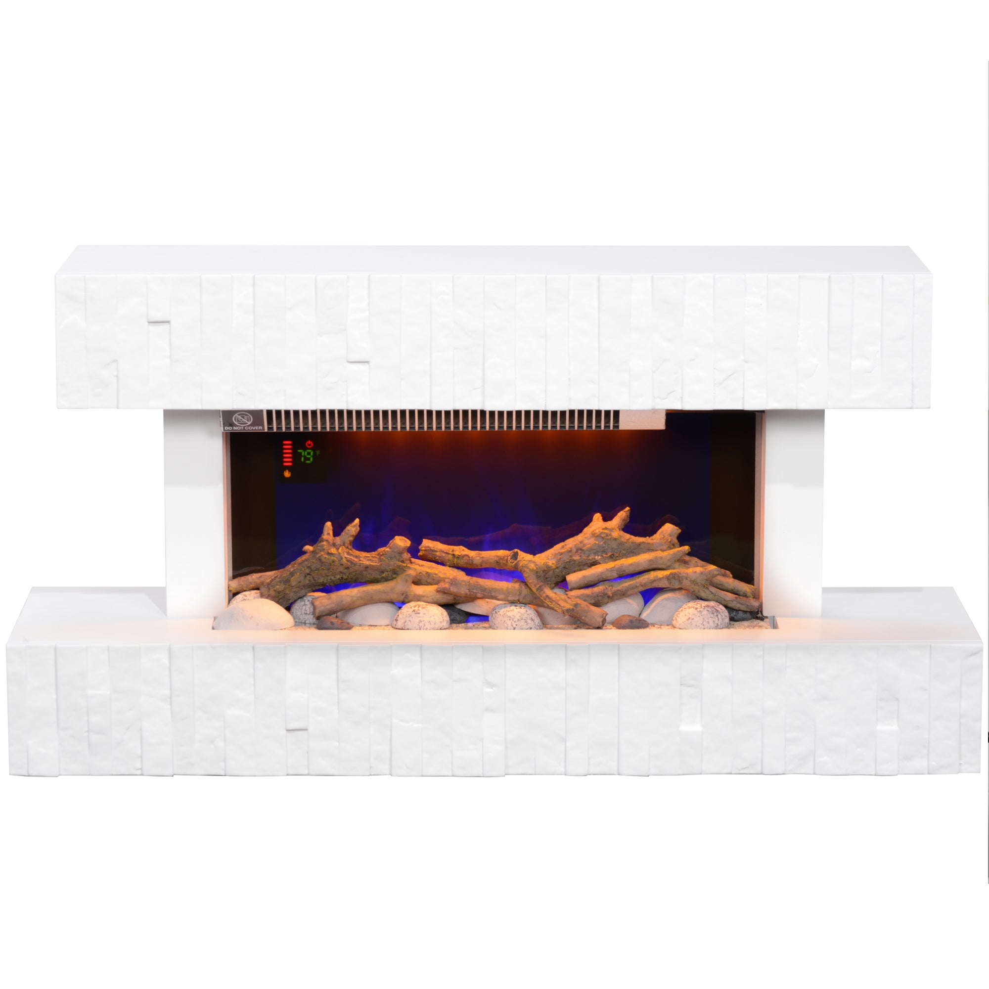 HOMCOM 32 Inches Freestanding Electric Fireplace with Mantel, 1500W Replaceable Fireplace Insert Heater with Timer, White