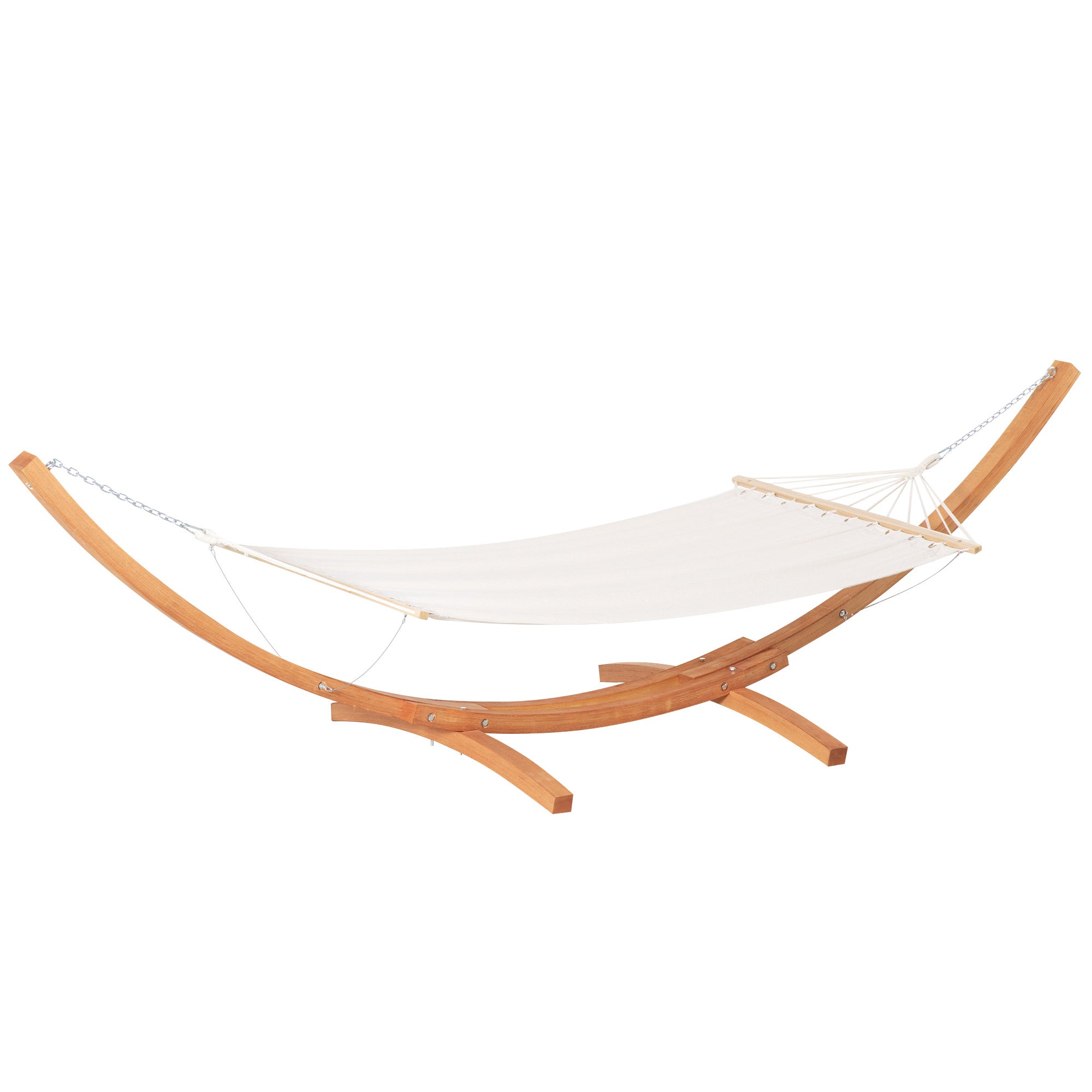 Outsunny 13' Patio Hammock with Stand, Outdoor Arch Wooden Hammock Bed, Camping Hammock with Straps and Hooks, White