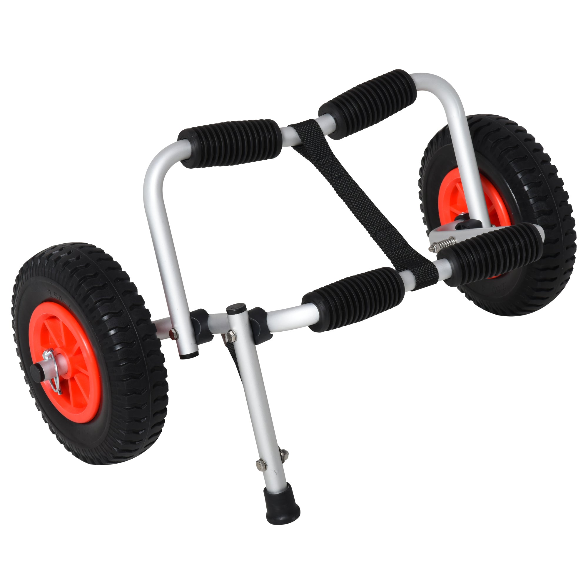 Soozier Kayak Cart Dolly with Flat-Free Wheels and Aluminum Frame for Kayaks, Canoes, Paddleboards, Folding Design, Silver