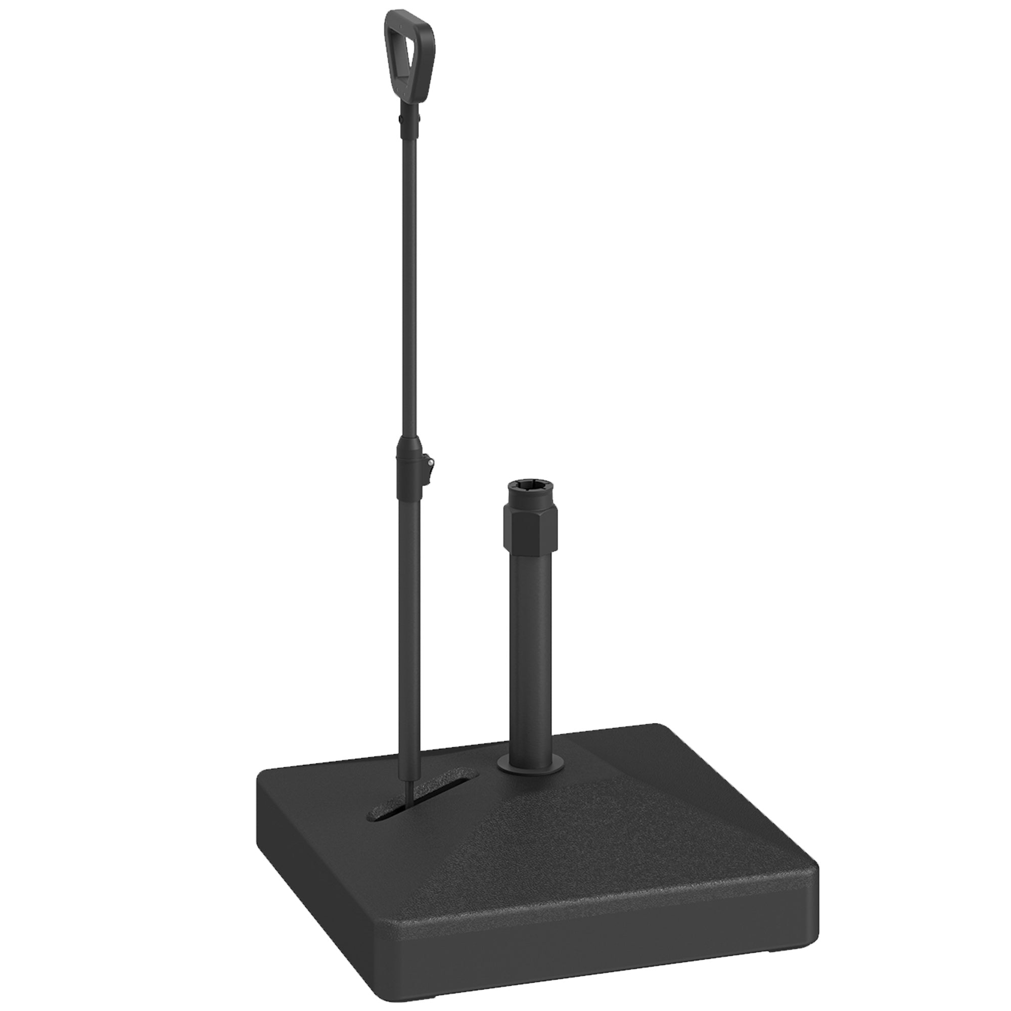 Outsunny Patio Umbrella Base with Adjustable Wheels and Handle, Outdoor Patio Umbrella Stand, Filled Up to 121lbs with Stand, 99lbs with Water for Garden Poolside, Black