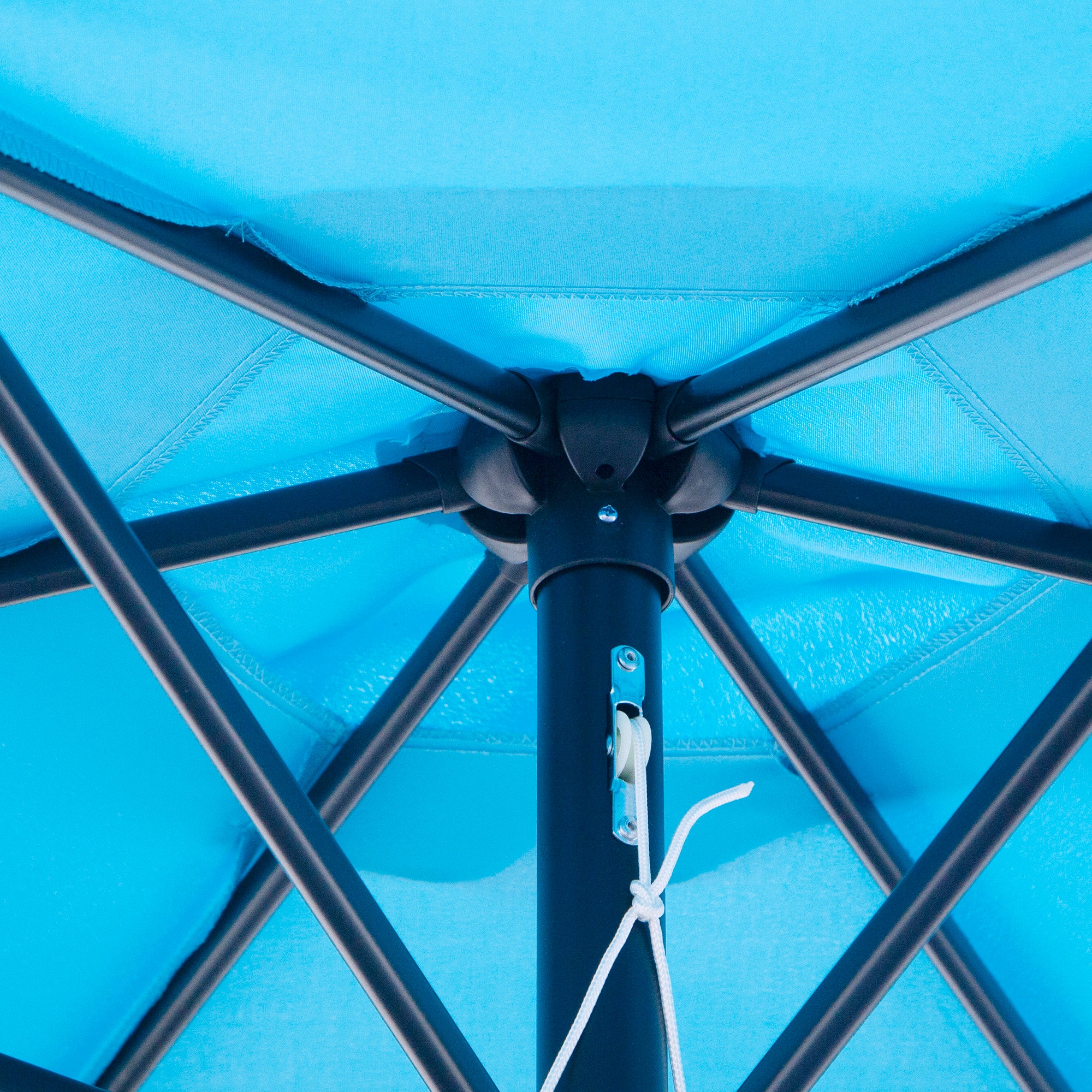 Outsunny 8.5' Round Aluminum Patio Umbrella Garden Parasol Market Sunshade Tilt Canopy w/ 6 Ribs, Crank Handle, Blue