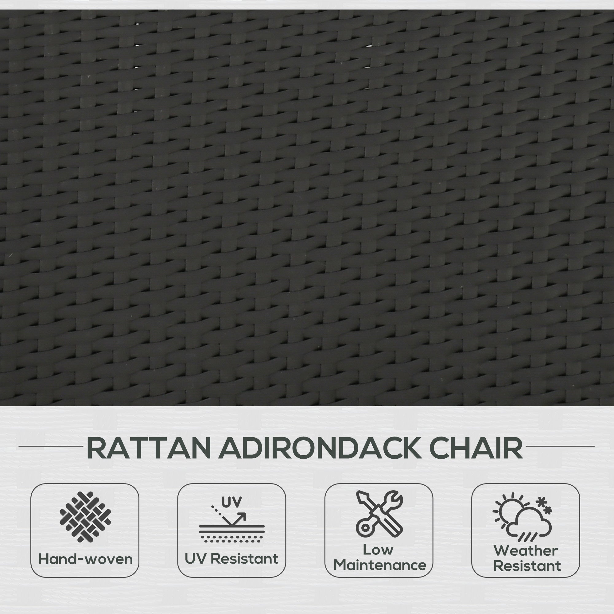 Outsunny Patio Wicker Adirondack Chair, PE Rattan Outdoor Muskoka Chair, Fire Pit Chair with Cushions for Patio, Garden, Backyard, Poolside, Balcony, Deck, Beige