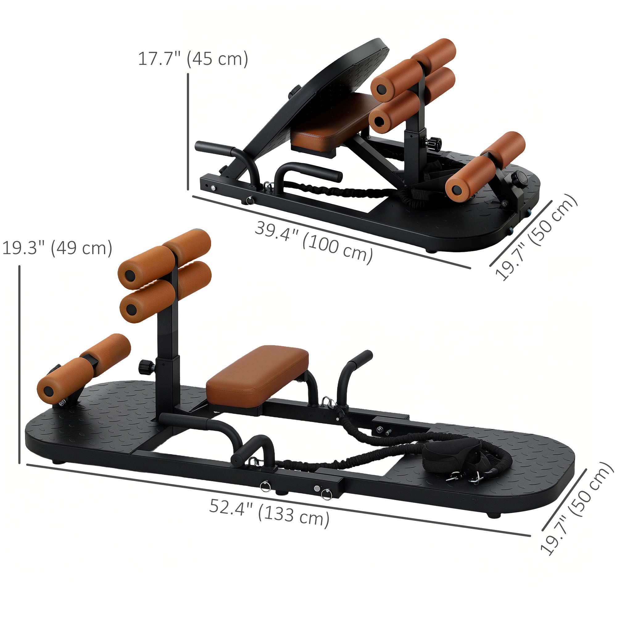 Soozier Foldable Sissy Squat Machine, Hip Thrust Machine with Push Up Stand, Multipurpose Glute Workout Equipment