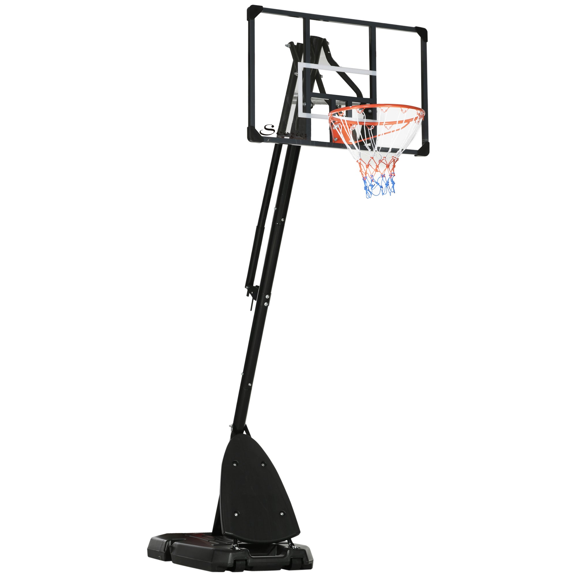 Soozier Outdoor Portable Basketball Hoop and Stand with Backboard Weighted Base Wheels, 115.4"-137.8" Height Adjustable