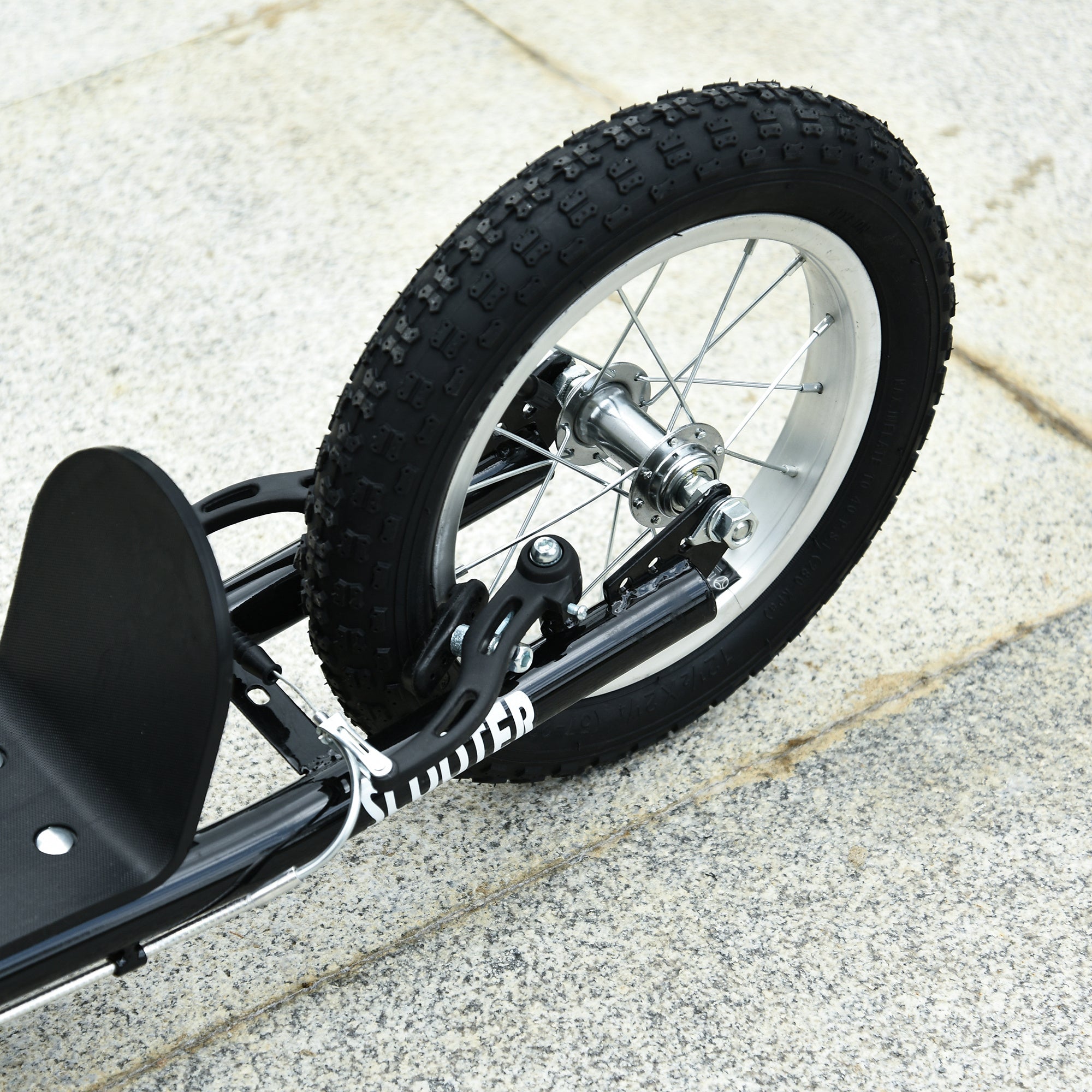 Aosom Youth Kick Scooter with Adjustable Handlebar and 16'' Inflatable Rubber Wheel for Kids and Teens 5+ Year Old, Black