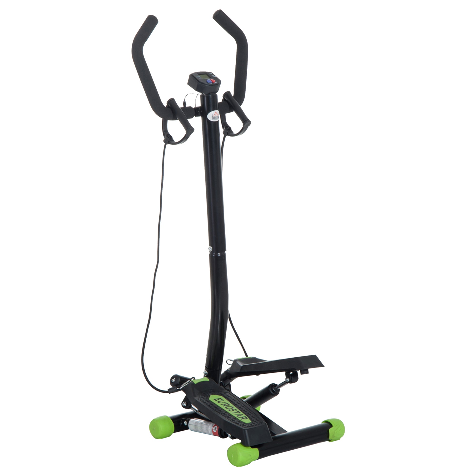 Soozier Adjustable Twist Stepper w/ LCD Monitor and Resistance Bands, Stair Stepper Aerobic Body Workout Fitness Machine for Home Gym