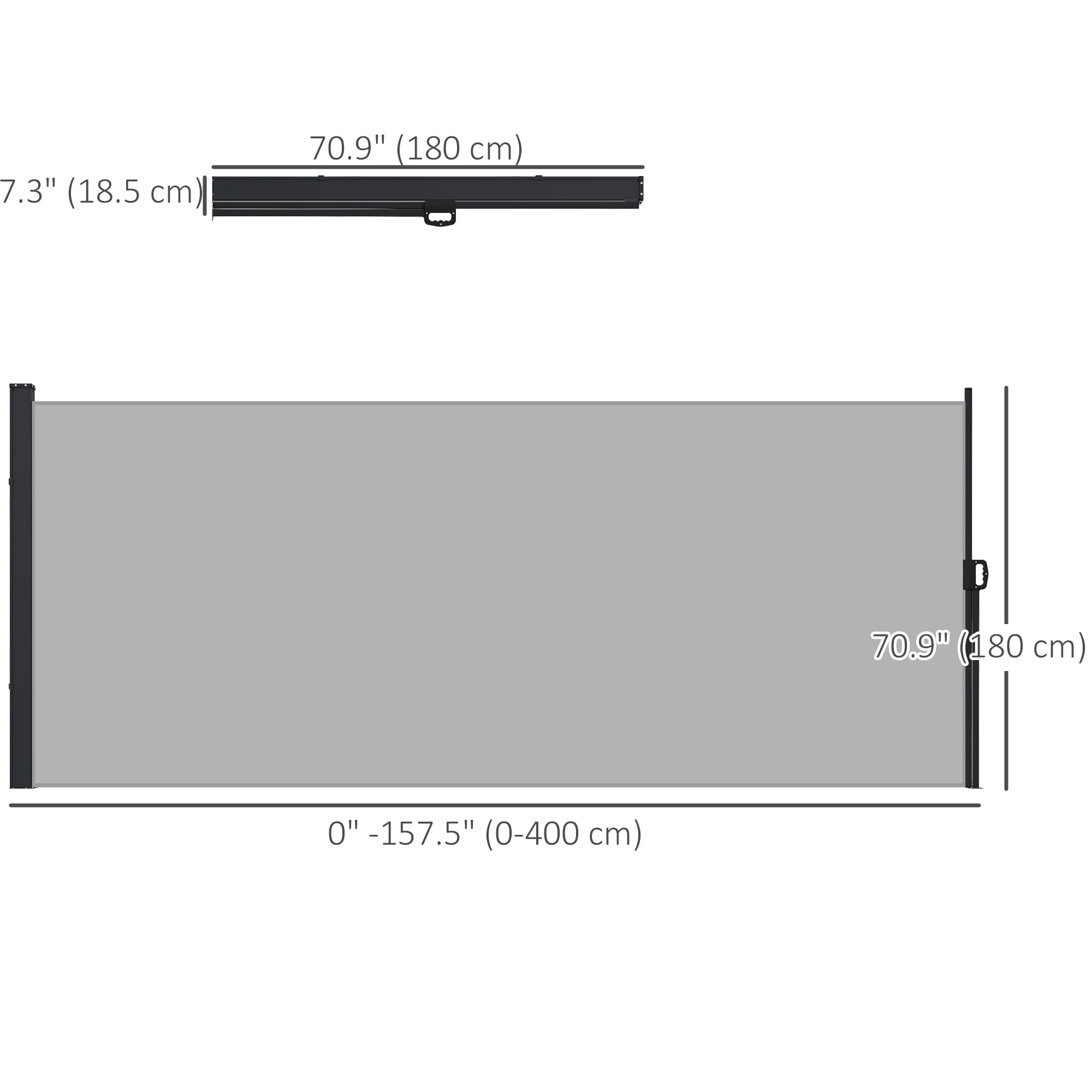 Outsunny 13' x 6' Retractable Side Awning, Outdoor Privacy Screen for Garden, Hot Tub, Balcony, Terrace, Pool, Light Grey