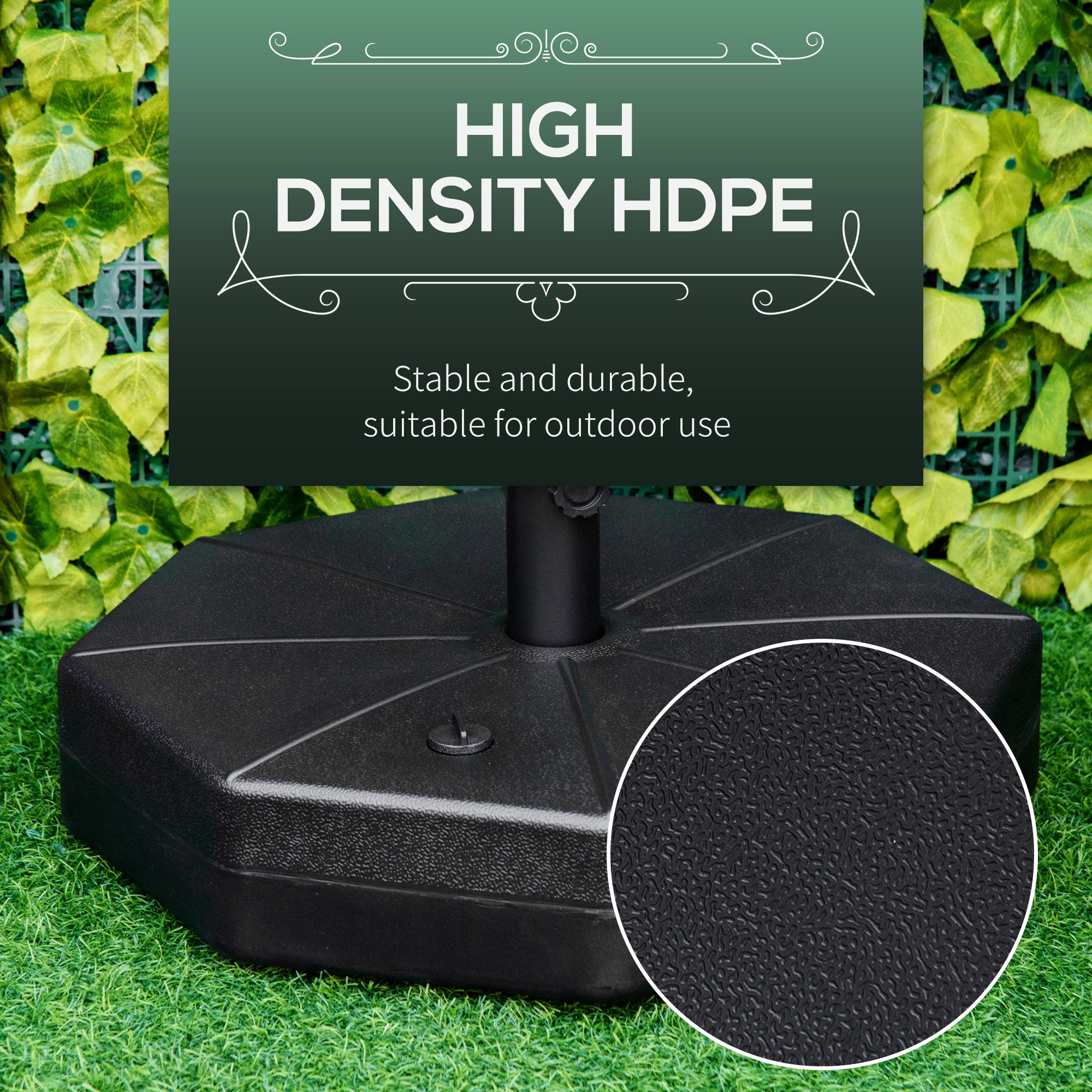 Outsunny Patio Umbrella Base Parasol Holder Outdoor Market Umbrella Stand Weights, Water/Sand Filled for Garden, Poolside, Black
