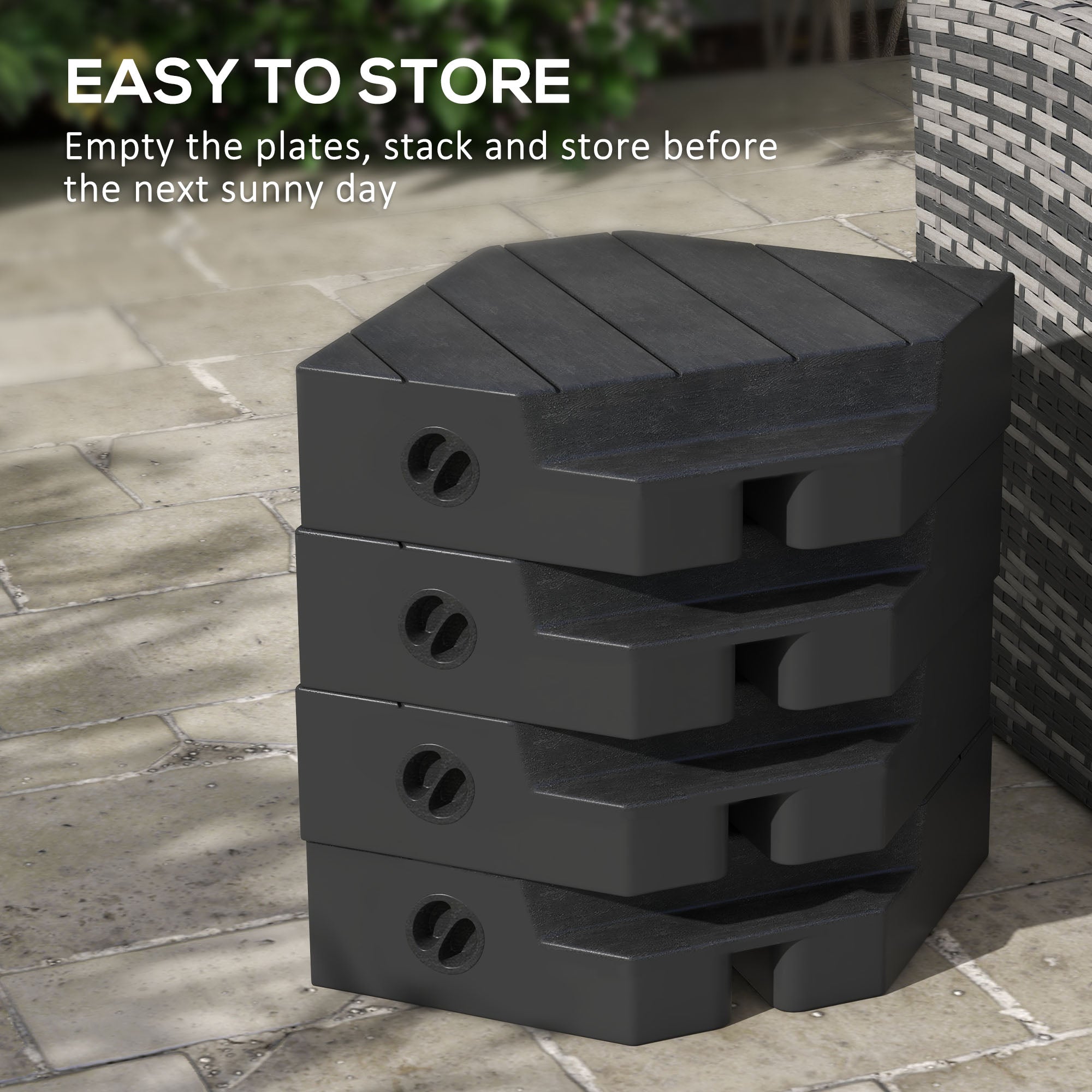 Outsunny Offset Umbrella Base Outdoor Umbrella Weights, 132 lb. Capacity Water or 176 lb. Capacity Sand, Black