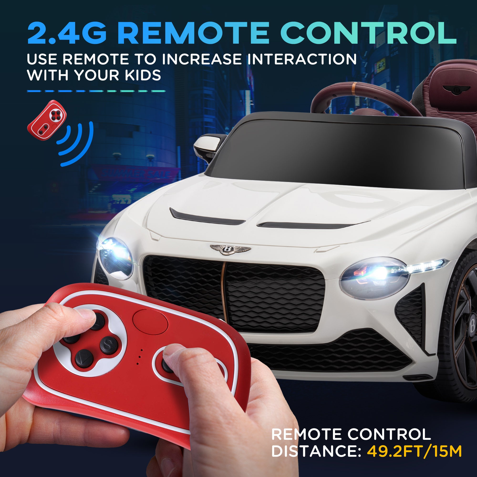 Aosom 12V Electric Ride on Car with Butterfly Doors, 3.1 MPH Kids Ride-on Toy for Boys and Girls with Remote Control, Suspension System, Horn Honking, White