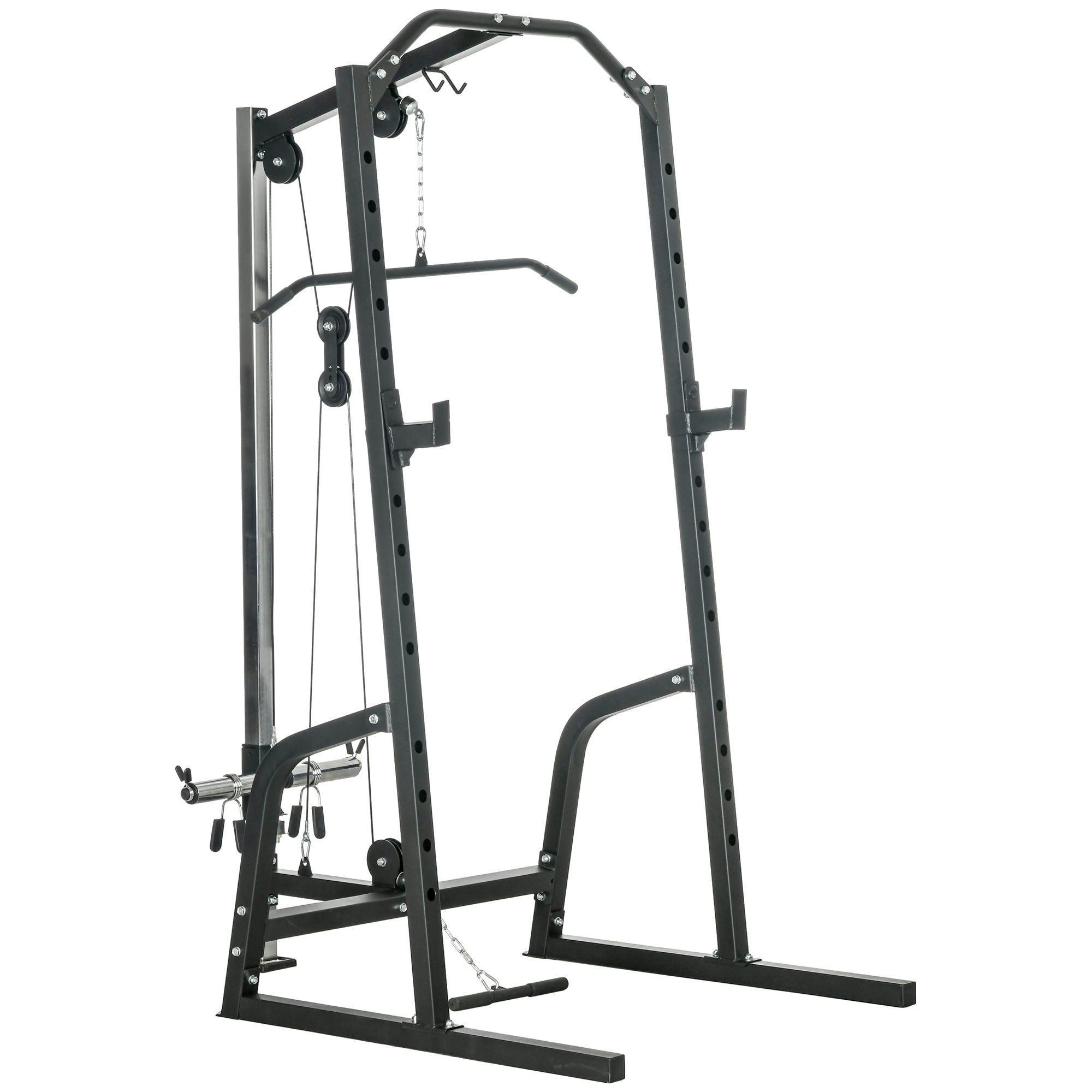 Soozier Power Cage Power Rack with 15-Level Squat Rack, Cable Pulley System, Pull up Stand and Push up Stand