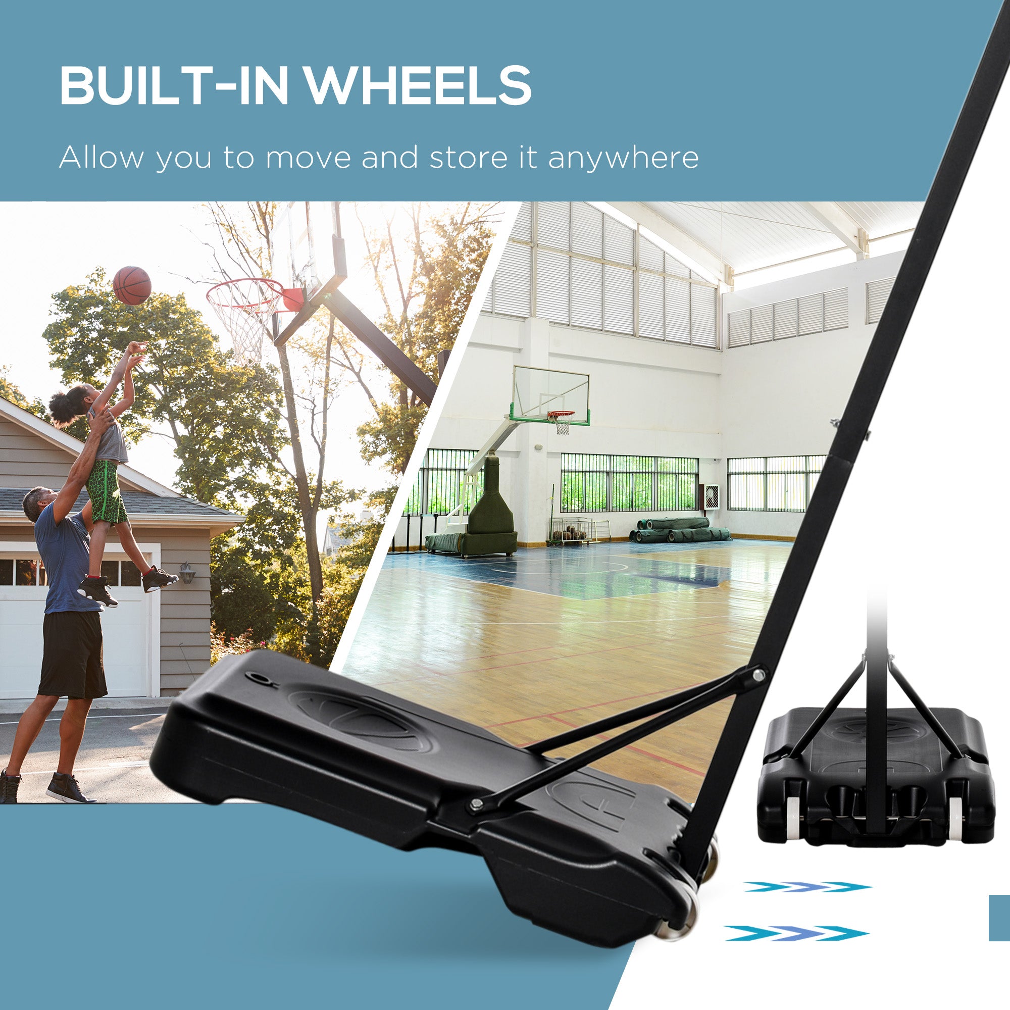 Soozier Portable Basketball Hoop and Stand, 5-7ft Height-Adjustable, with Wheels, 29" Backboard, Ball Holder, Durable Basketball Goal for Indoor and Outdoor Use