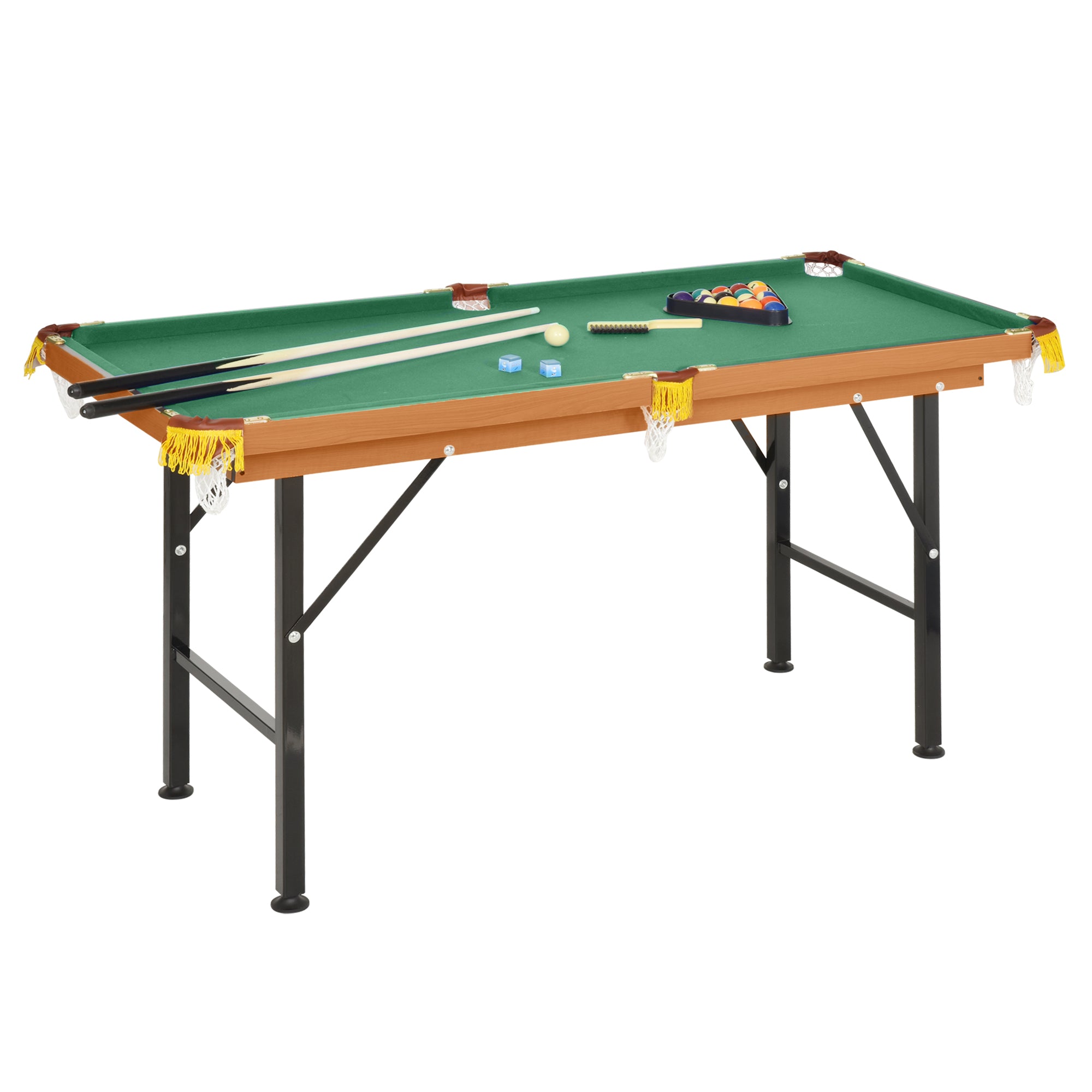 Soozier 54.3"L Mini Pool Table Portable Billiard Table Includes Cues, Ball, Chalk, Rack, for Kids