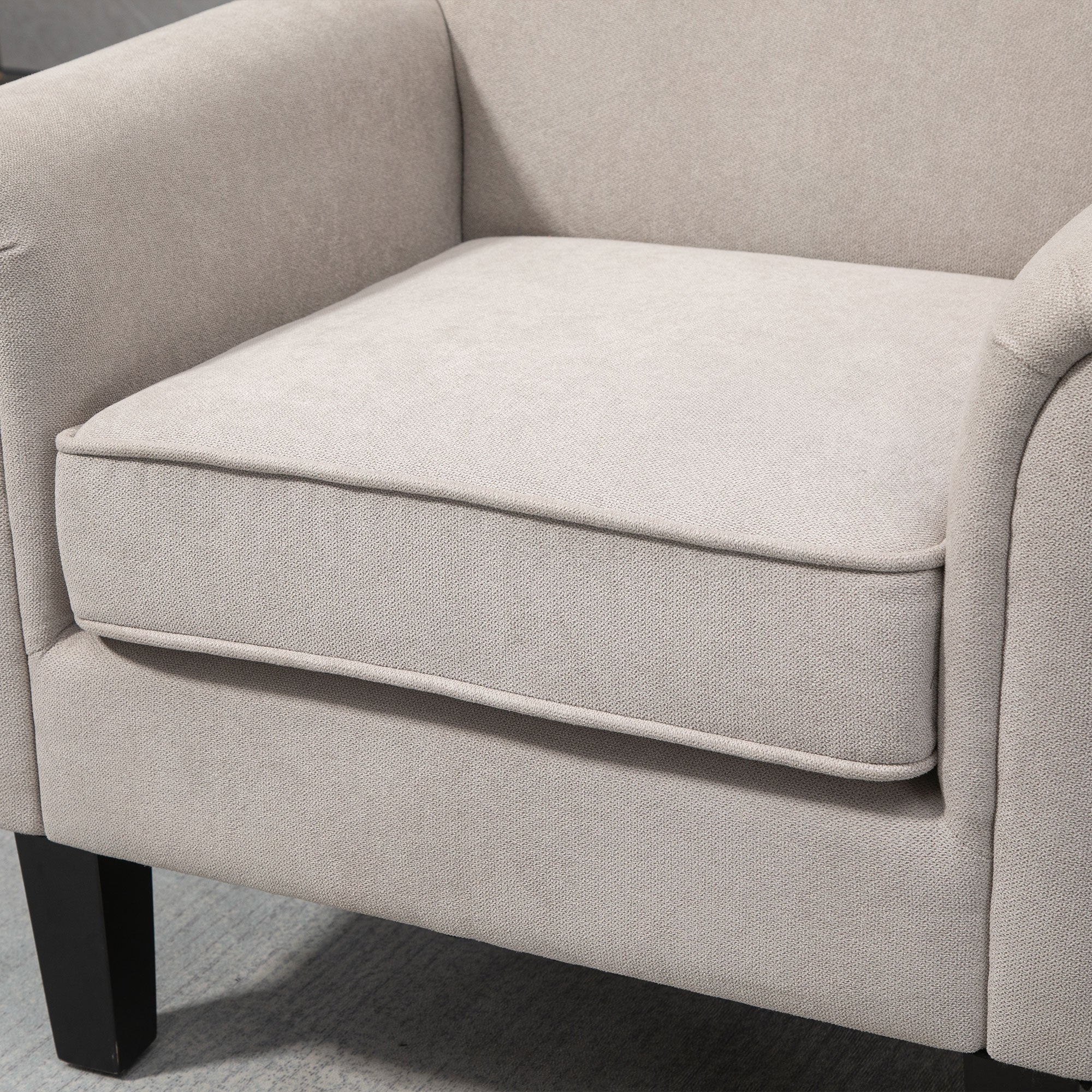 HOMCOM Upholstered Accent Chair, Single Armchair with Soft Velvet Touch Fabric, Rolled Armrest, Grey