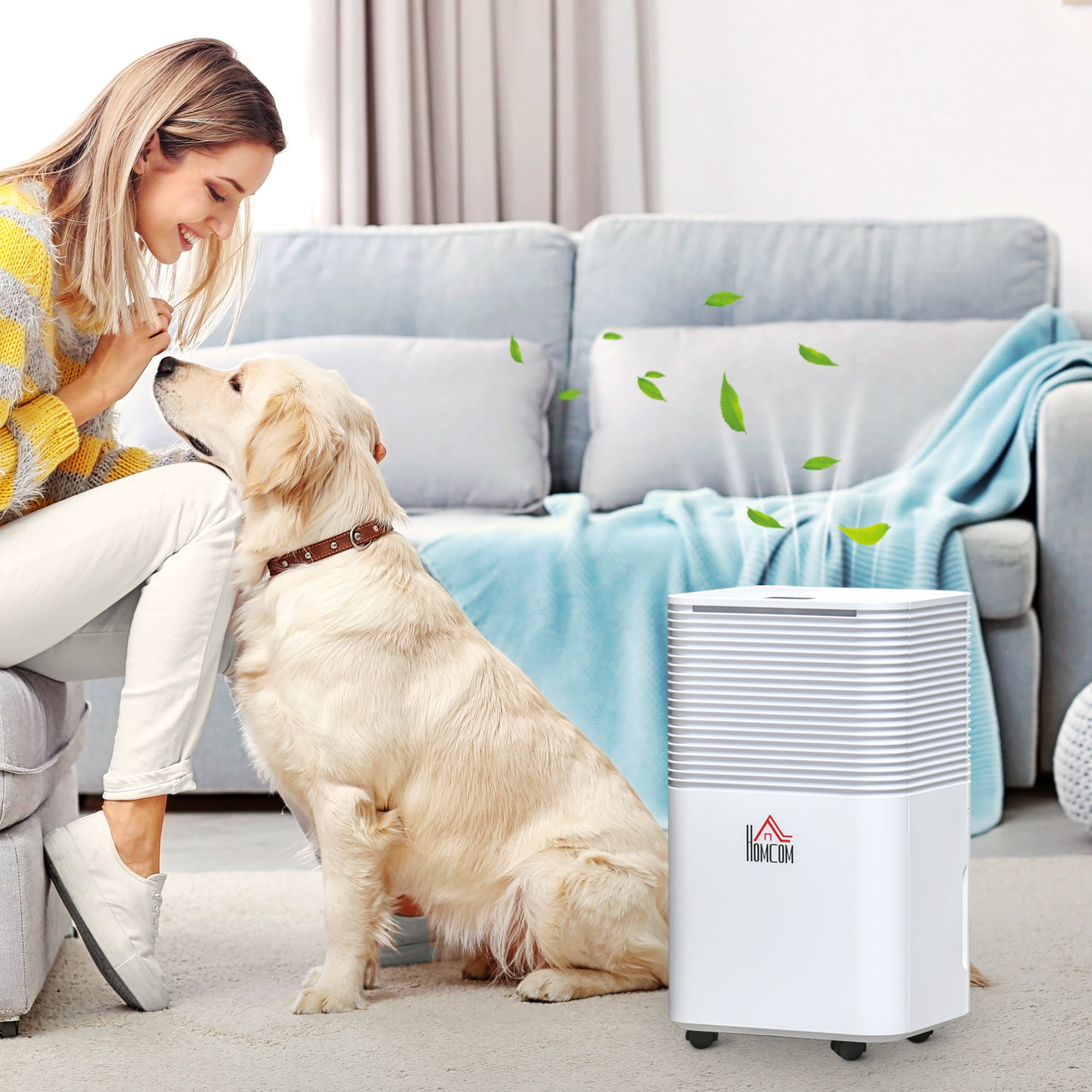 HOMCOM 1500 sq.Ft Portable Quiet Dehumidifier for Home Laundry Room Bedroom Basement, 25pt Electric Moisture Air De-Humidifier with 3 Modes