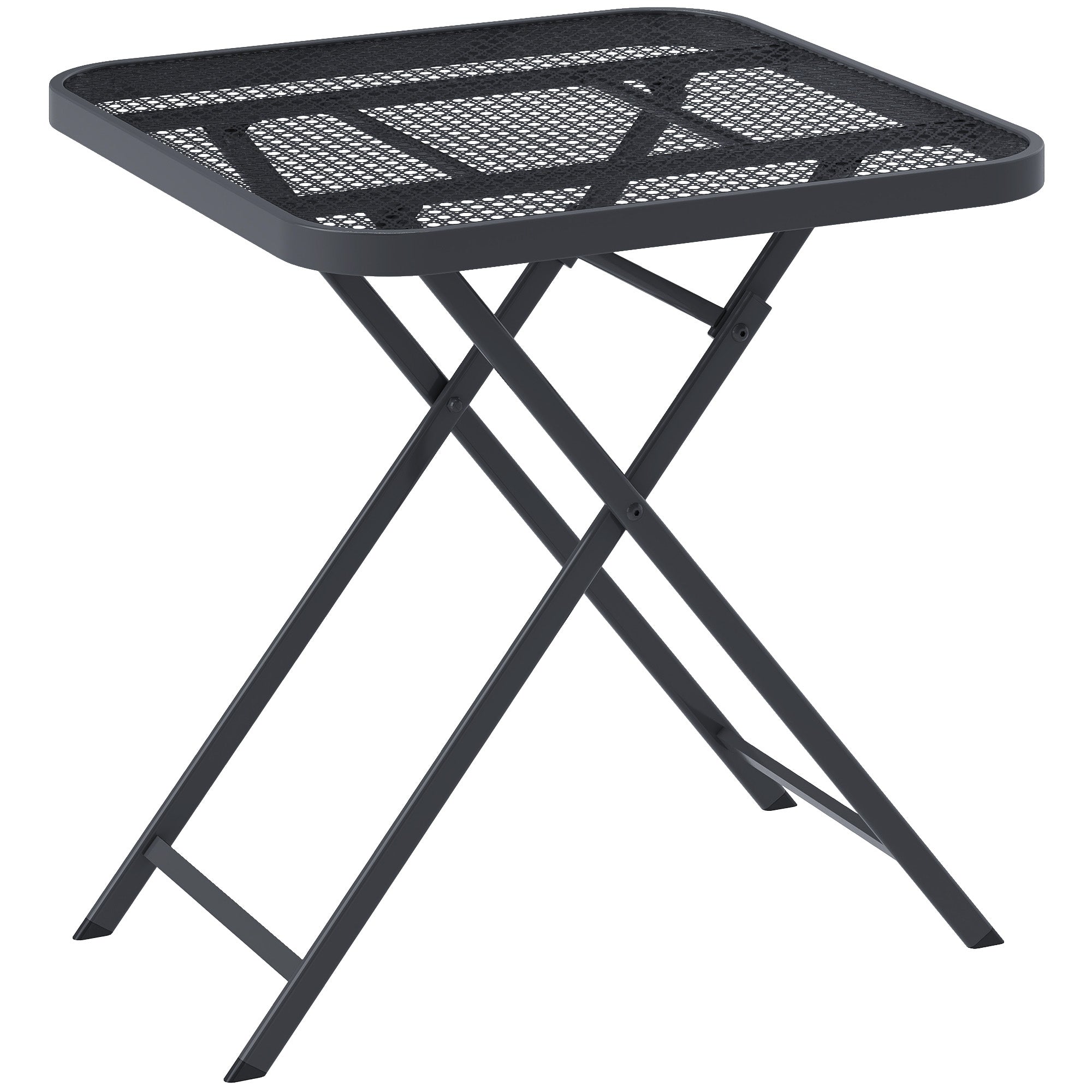 Outsunny 27.5" Square Outdoor Patio Table, Outdoor Folding Table with Grid Rattan-Like Top for Camping, Picnic, Black