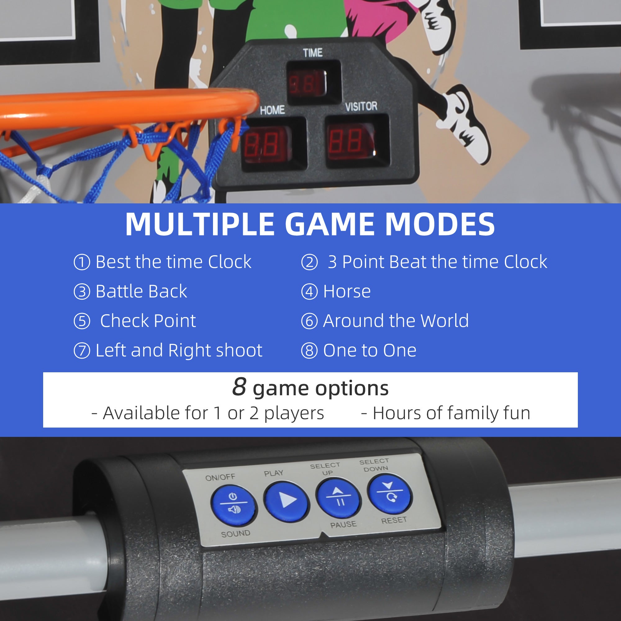 HOMCOM Double Shots Arcade Basketball System Foldable Two Player Basketball
