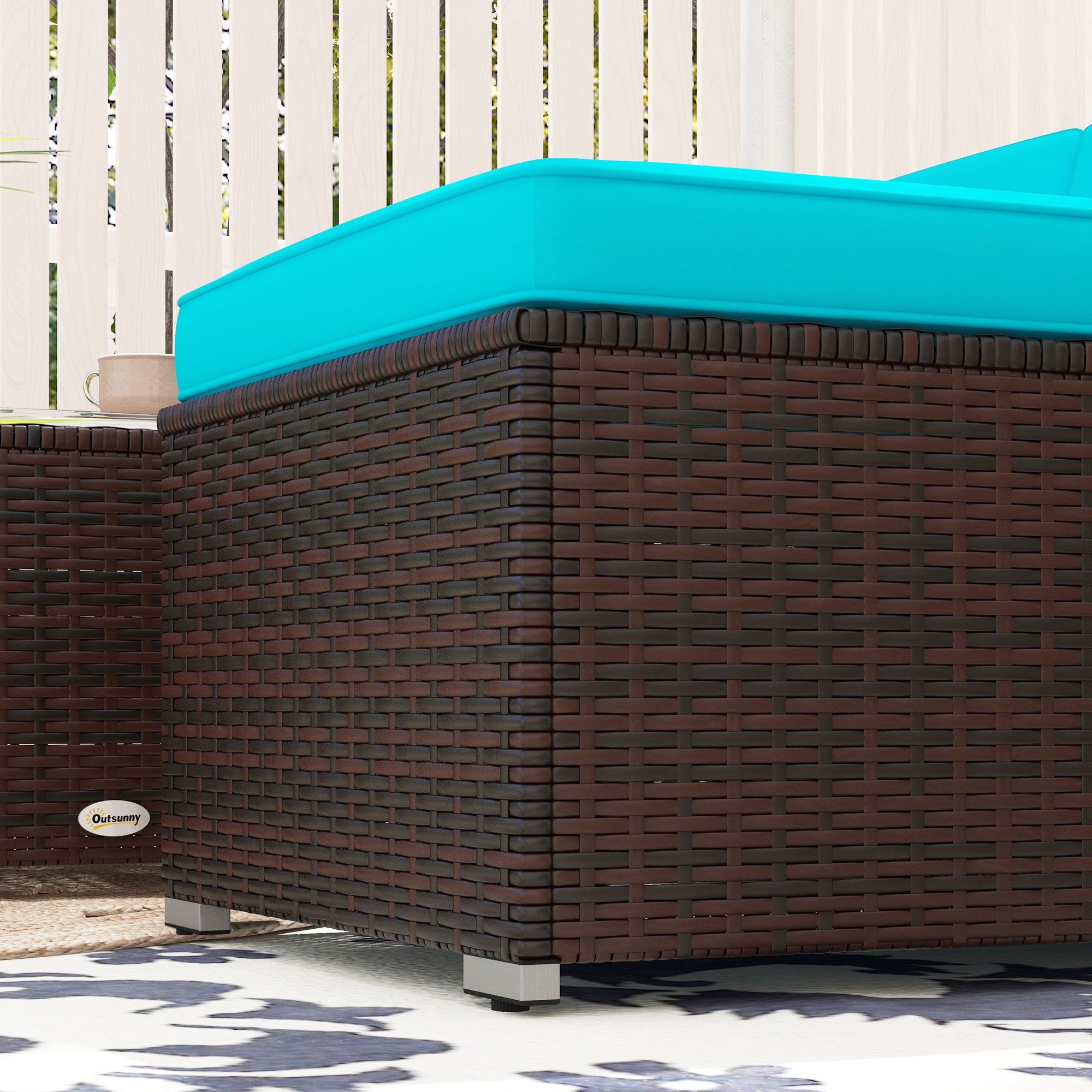 Outsunny Patio Furniture w/ Soft Cushions, Corner Sofa Sets, Turquoise