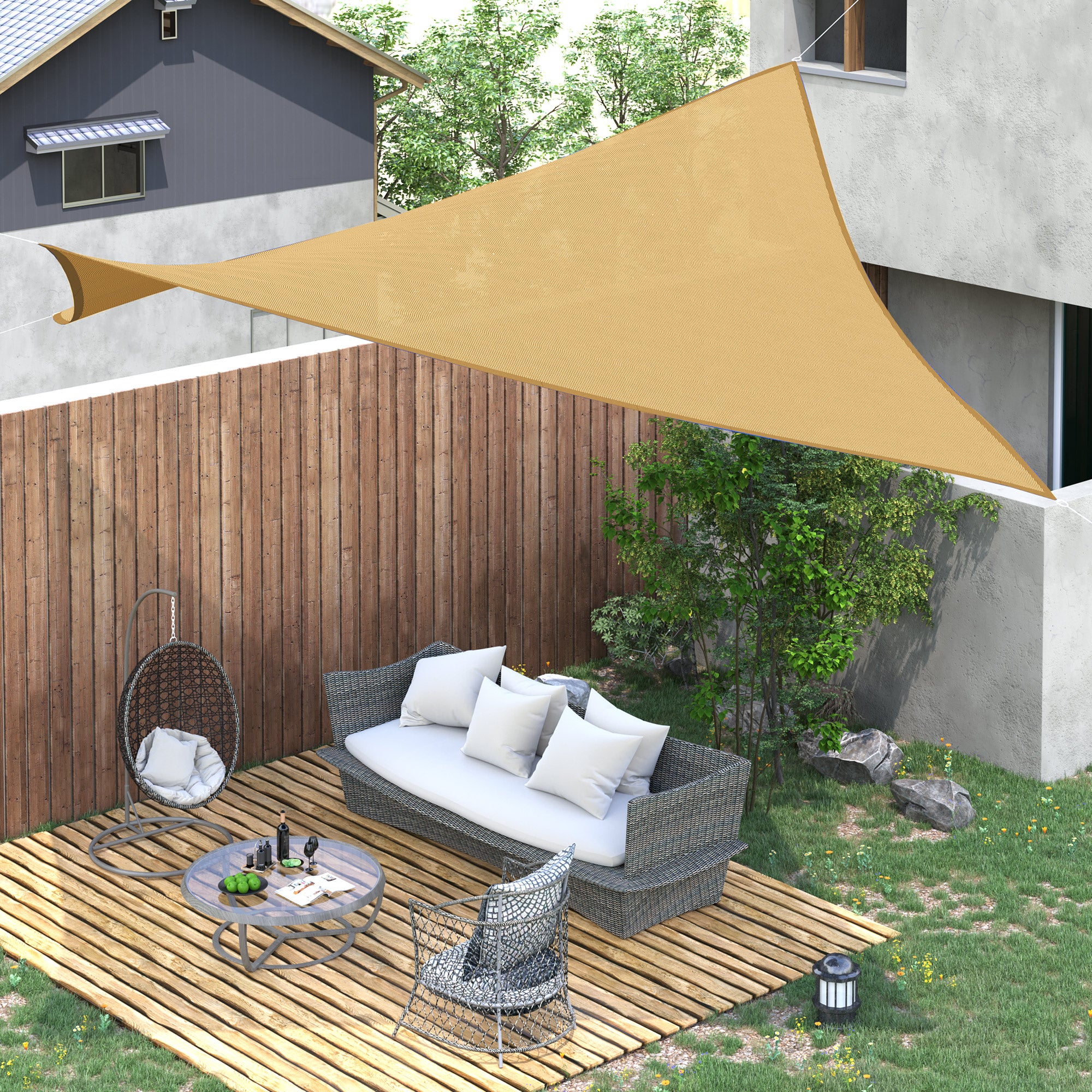 Outsunny 10ft x10ft Square Canopy Sun Shade Sail Garden Cover UV Protector Outdoor Patio Lawn Shelter with Carrying Bag Sand