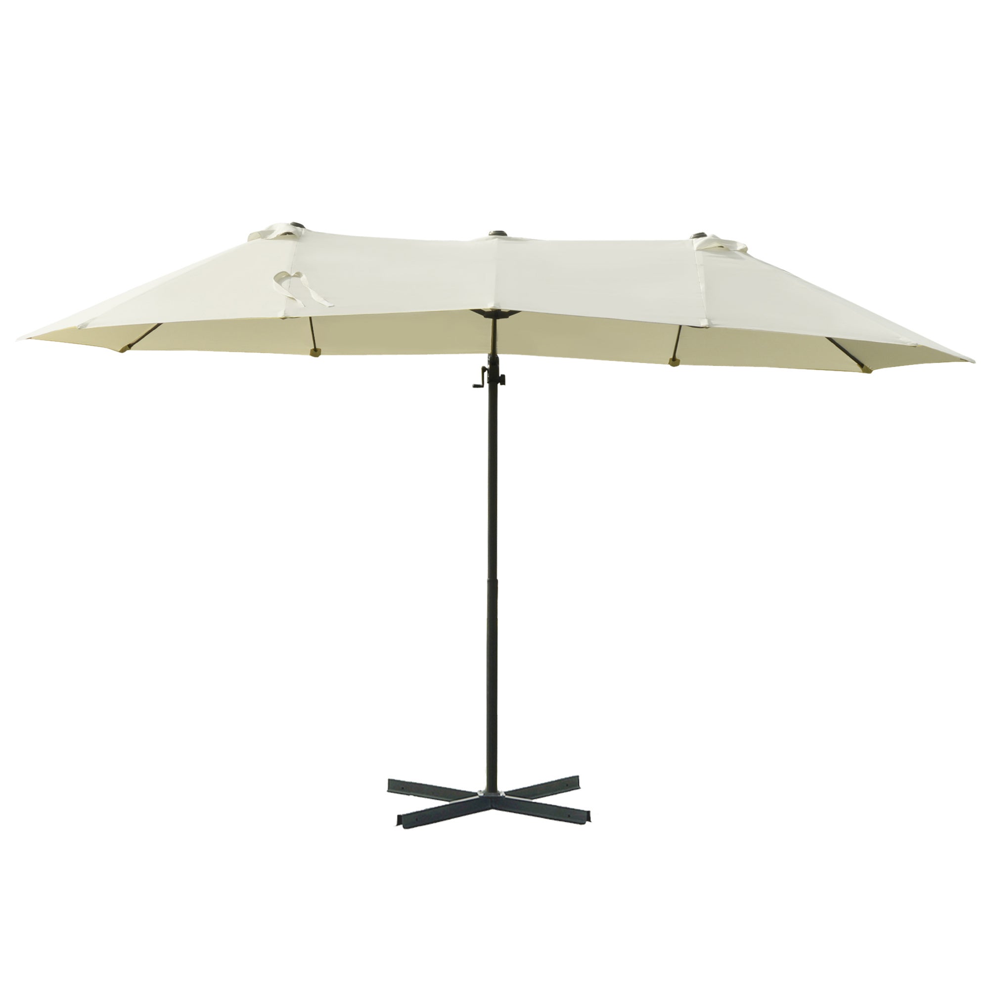 Outsunny Outdoor Patio Umbrella Offset Cantilever Umbrella with Twin Canopy Sunshade Umbrella with Lift Beige