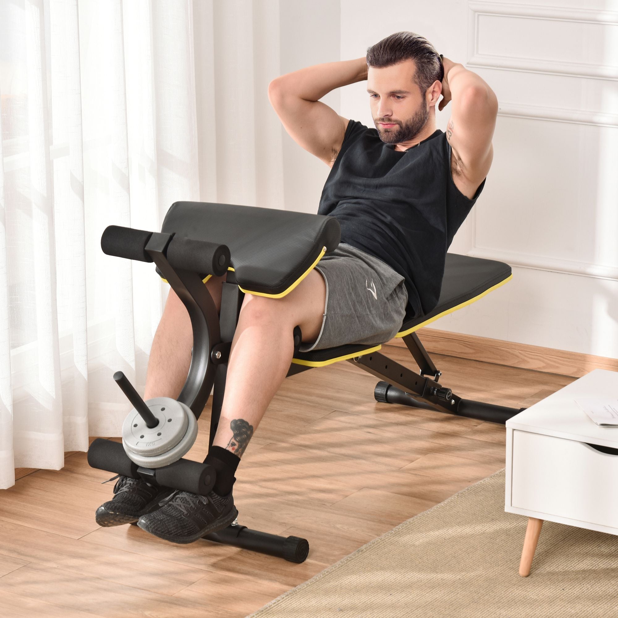 Soozier Adjustable Weight Bench, Sit Up Dumbbell Bench, Multi-Functional Purpose Hyper Extension Workout Bench with Adjustable Seat and Back Angle