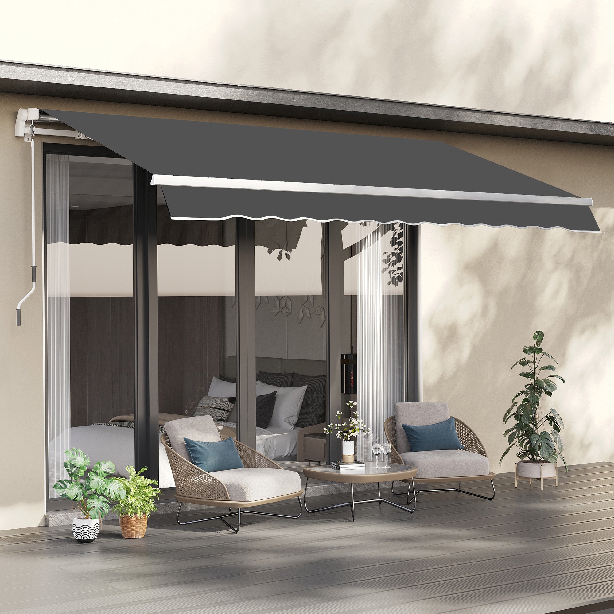 Outsunny 10' x 8' Retractable Awning Fabric Replacement Outdoor Sunshade Canopy Awning Cover, UV Protection, Grey