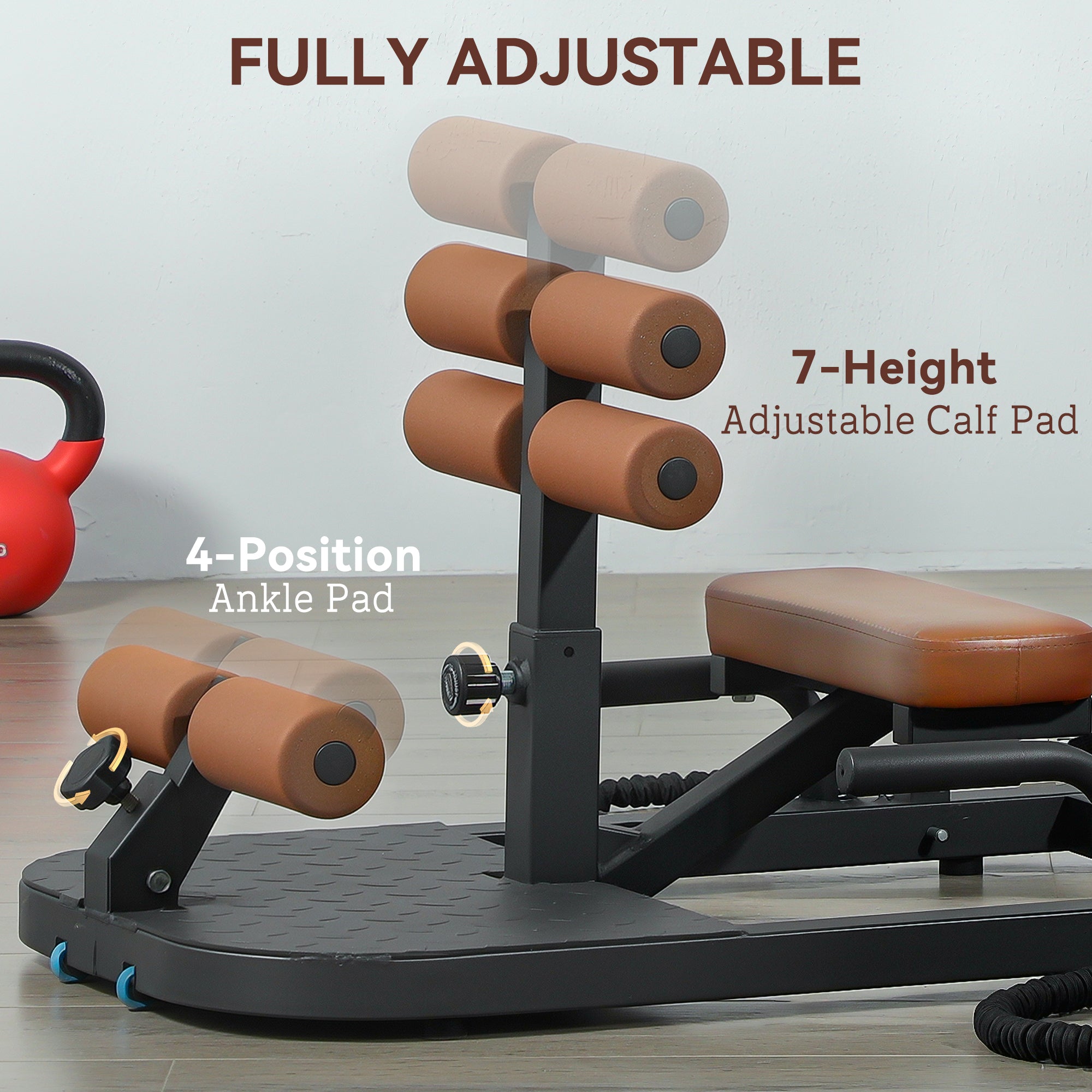 Soozier Foldable Sissy Squat Machine, Hip Thrust Machine with Push Up Stand, Multipurpose Glute Workout Equipment