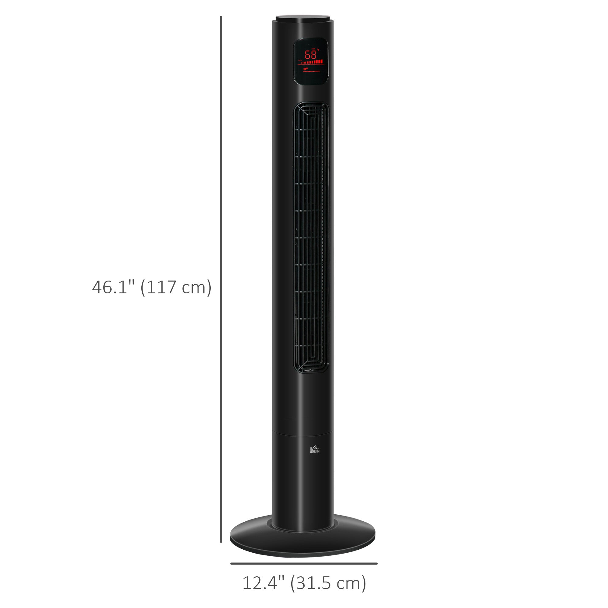 HOMCOM Freestanding Tower Fan Cooling for Home Bedroom with Oscillating, 3 Speed, 12h Timer, LED Sensor Panel, Remote Controller, Black