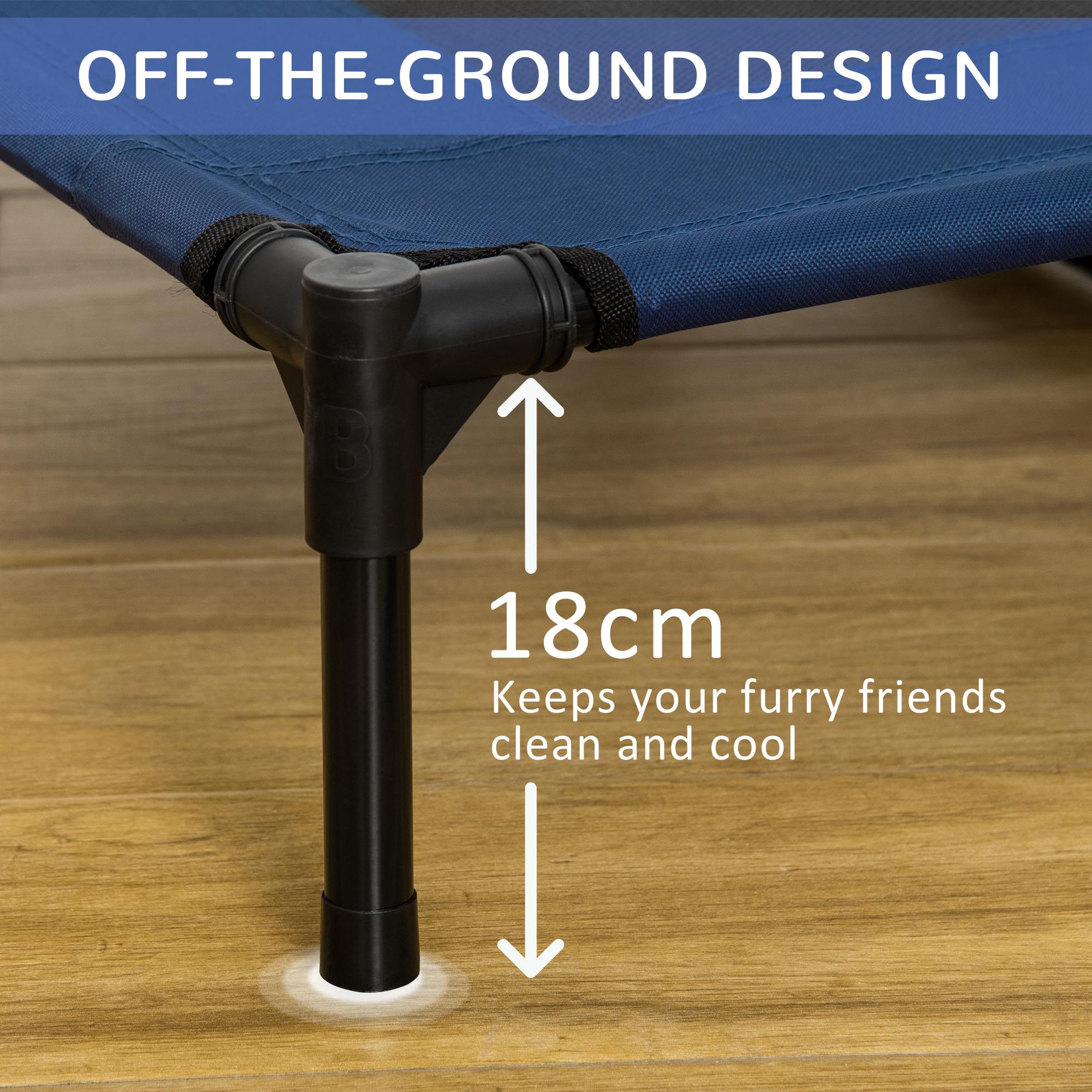 PawHut Elevated Dog Bed, Raised Dog Cot for XL Sized Dogs, Indoor & Outdoor, 36" x 30" x 7", Blue
