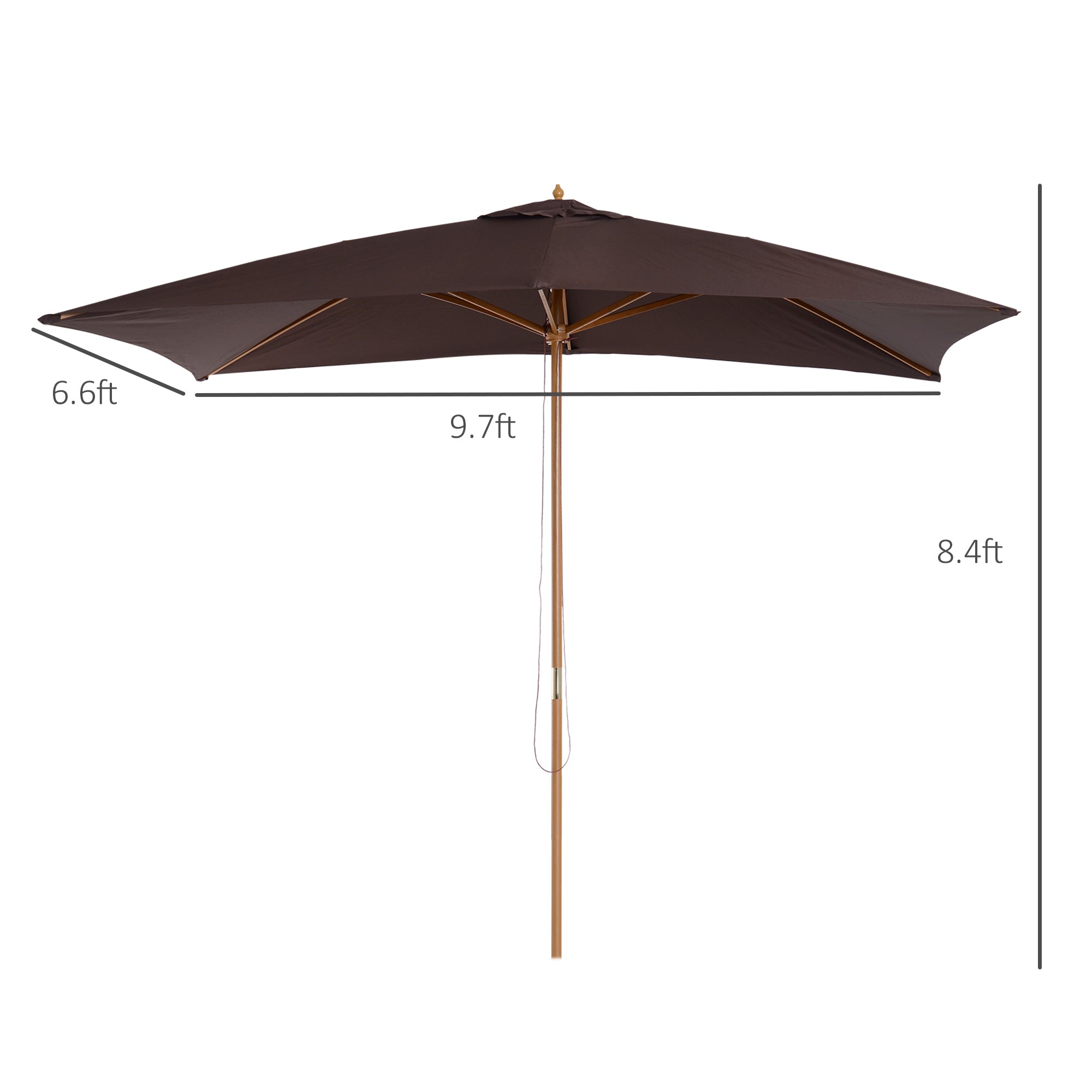 Outsunny Patio Umbrella Market Patio Sun Umbrella Rectangle Coffee