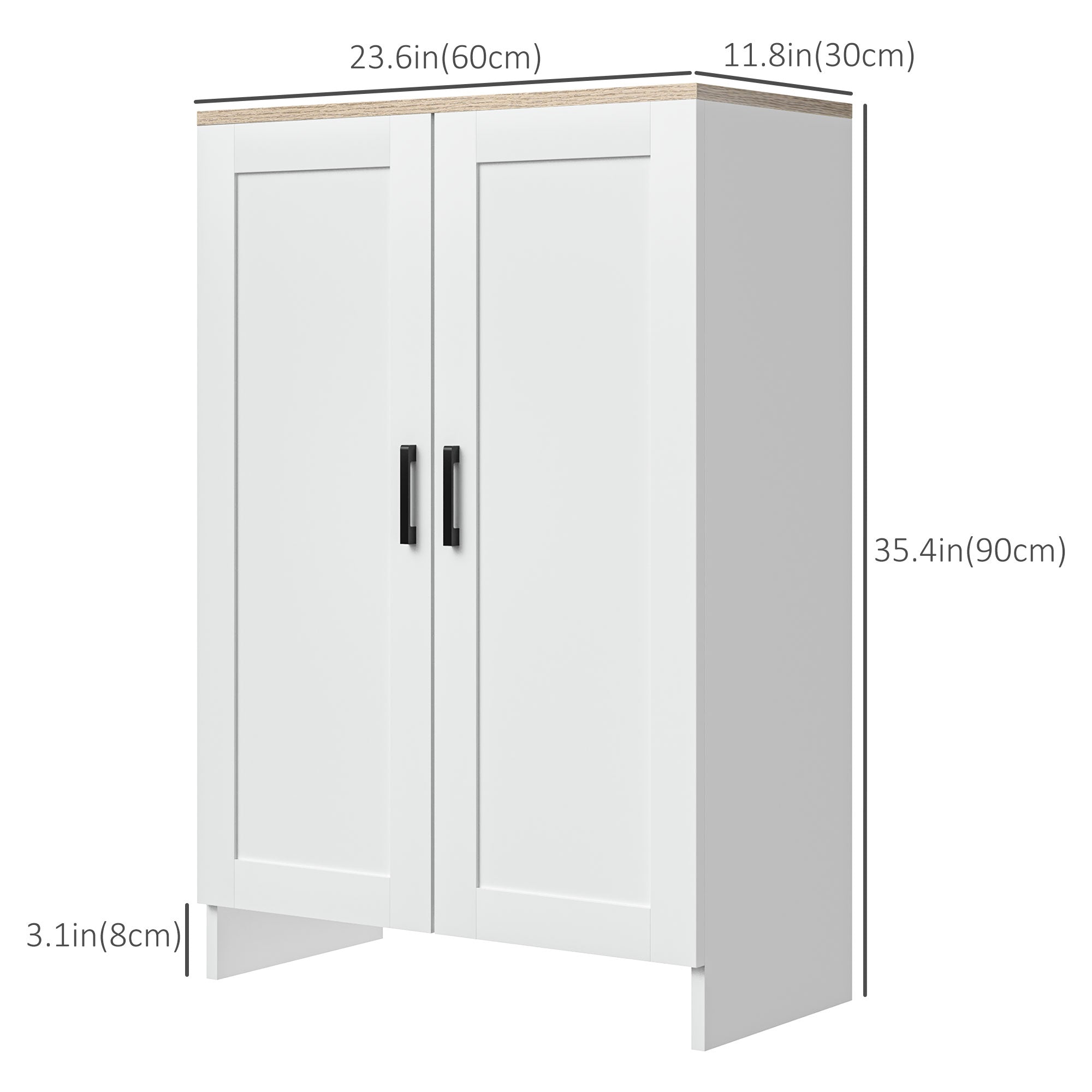HOMCOM Modern Storage Cabinet with Doors and Adjustable Shelf for Kitchen, Living room, 23.6" x 11.8" x 35.4", White
