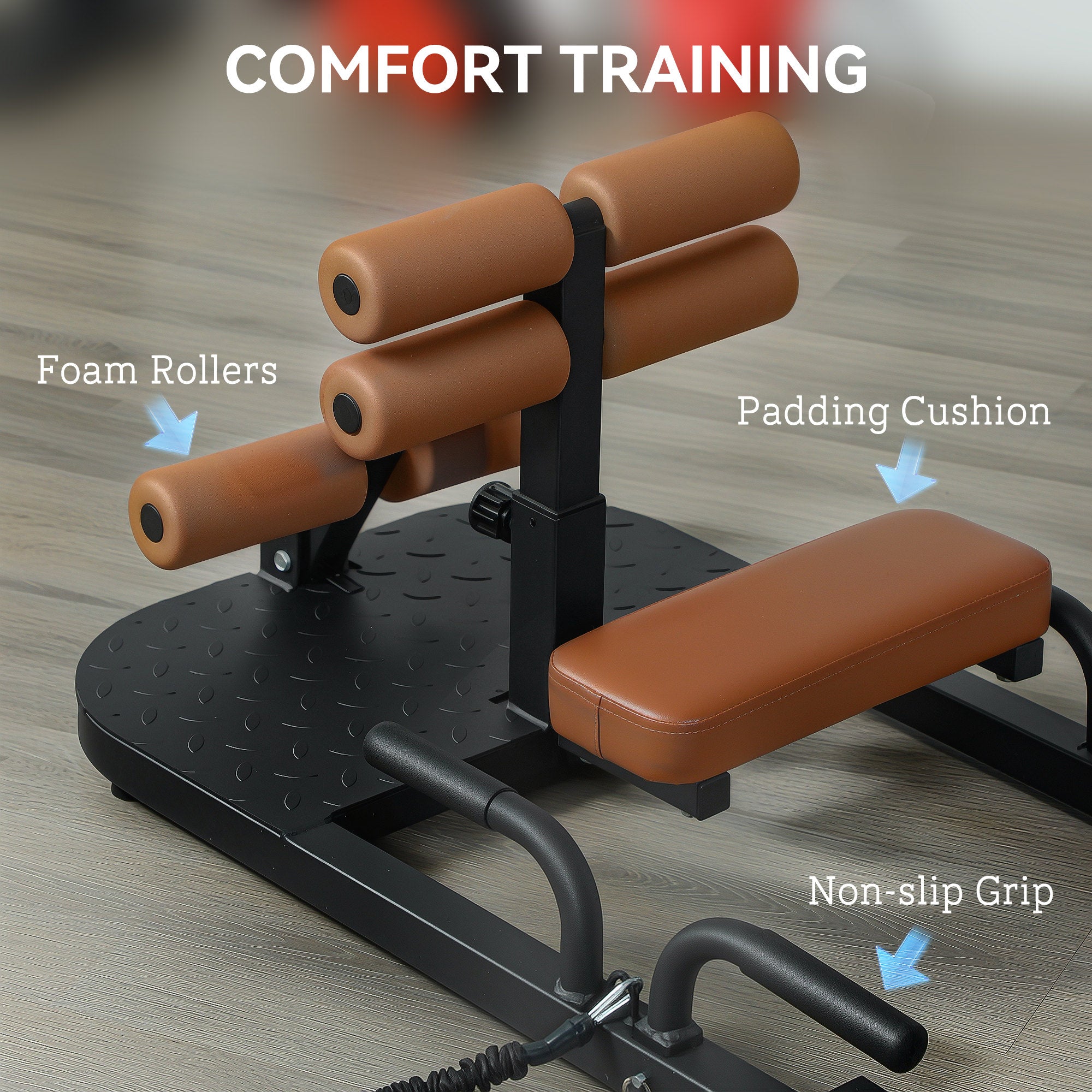 Soozier Foldable Sissy Squat Machine, Hip Thrust Machine with Push Up Stand, Multipurpose Glute Workout Equipment
