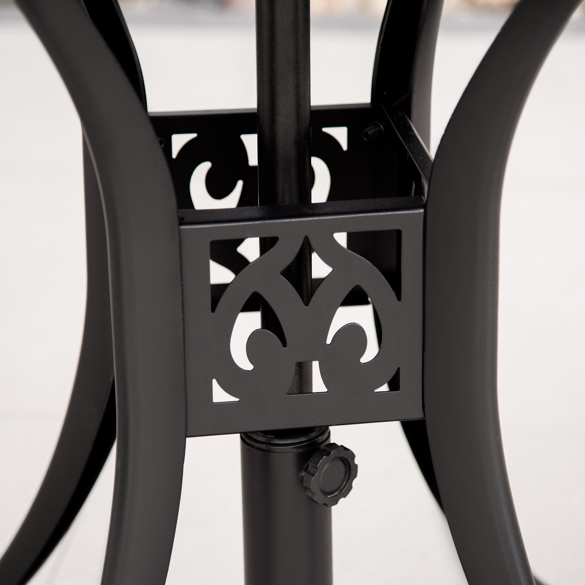 Outsunny 30-inch Round Patio Dining Table with Umbrella Hole Antique Cast Aluminium Outdoor Bistro Table, Black