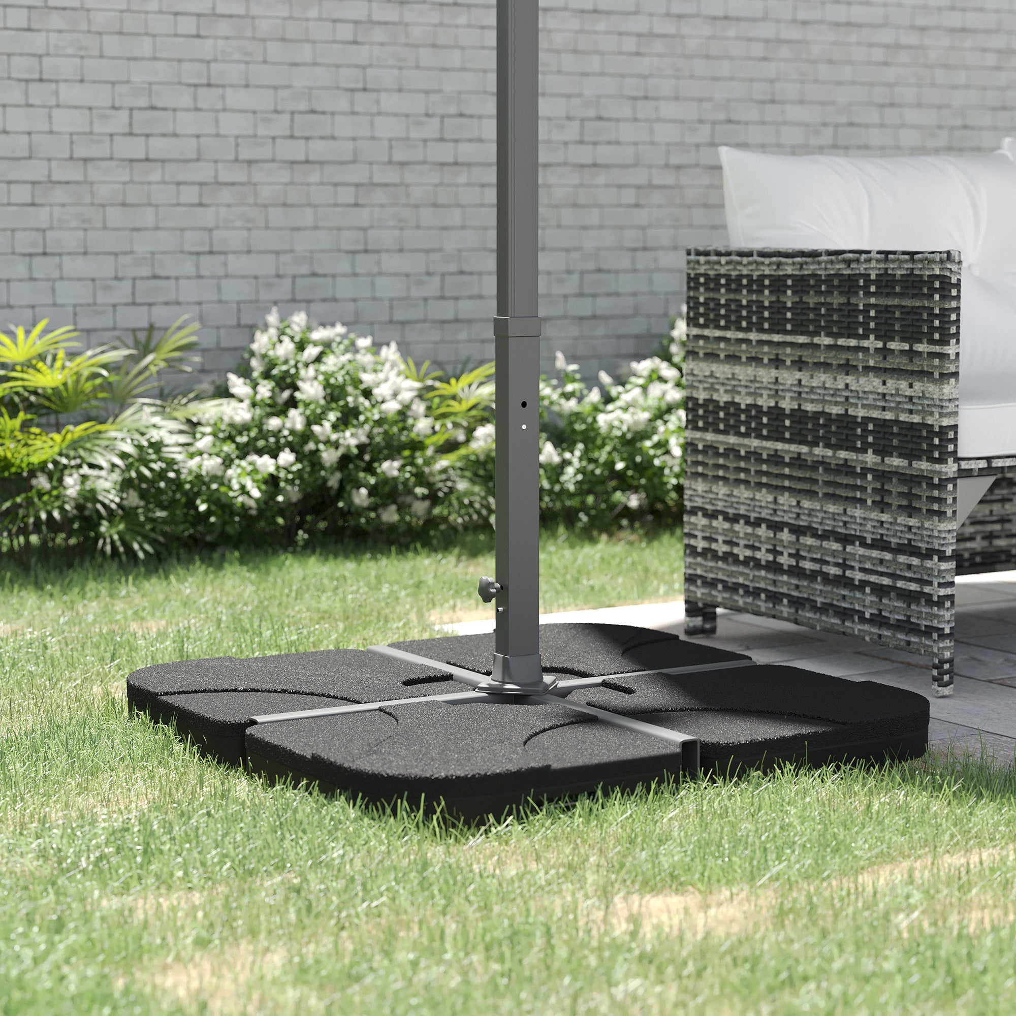 Outsunny 4pc Portable Umbrella Base Weights Garden Parasol Base Outdoor Patio Umbrella Stand Holder Weights, Black