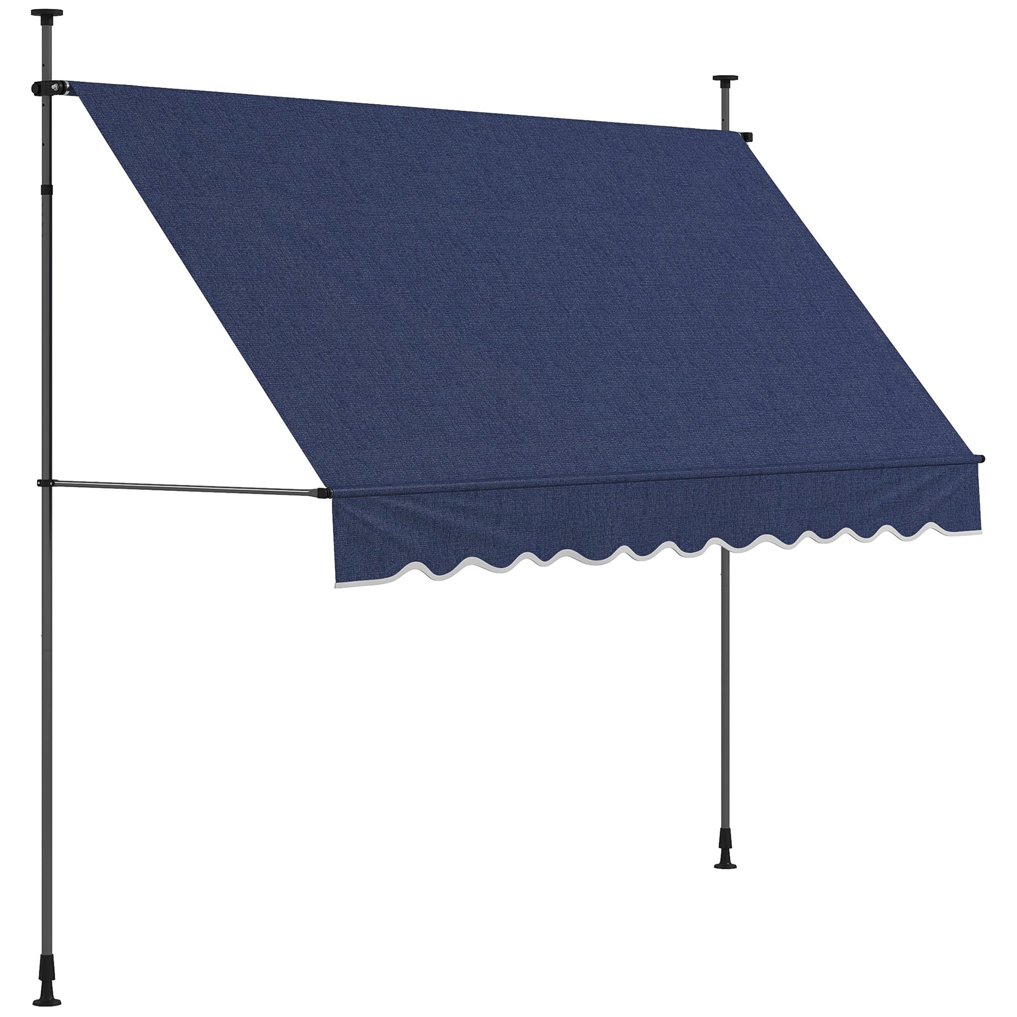 Outsunny 10' x 3' Manual Retractable Awning, Non-Screw Freestanding Patio Awning, UV Resistant, for Window or Door, Blue