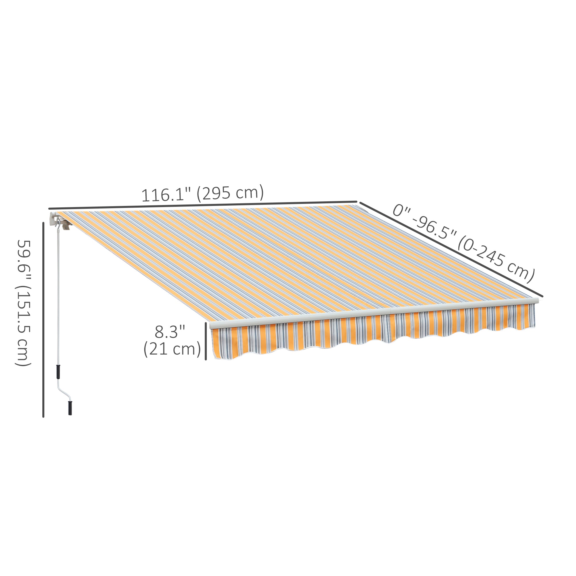 Outsunny 10' x 8' Manual Retractable Awning, Sun Shade Shelter Canopy, with Aluminum Frame and UV Protection for Patio Deck Yard Window Door, Mix Colour