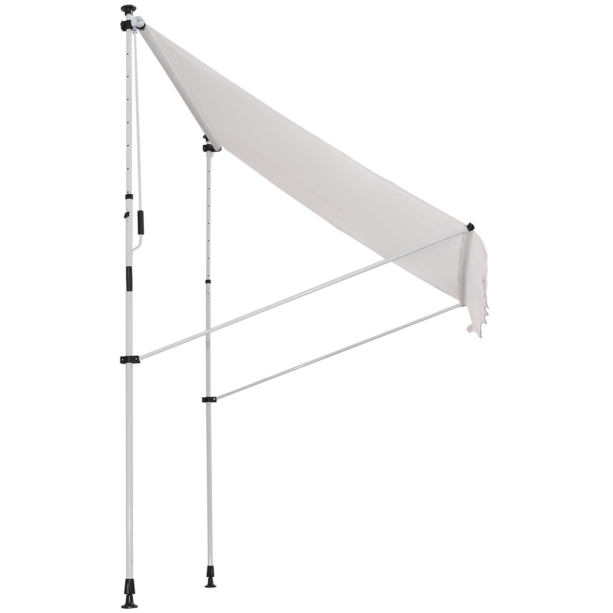 Outsunny 6.6'x5' Manual Retractable Patio Awning Window Door Sun Shade Deck Canopy Shelter Water Resistant UV Protector White