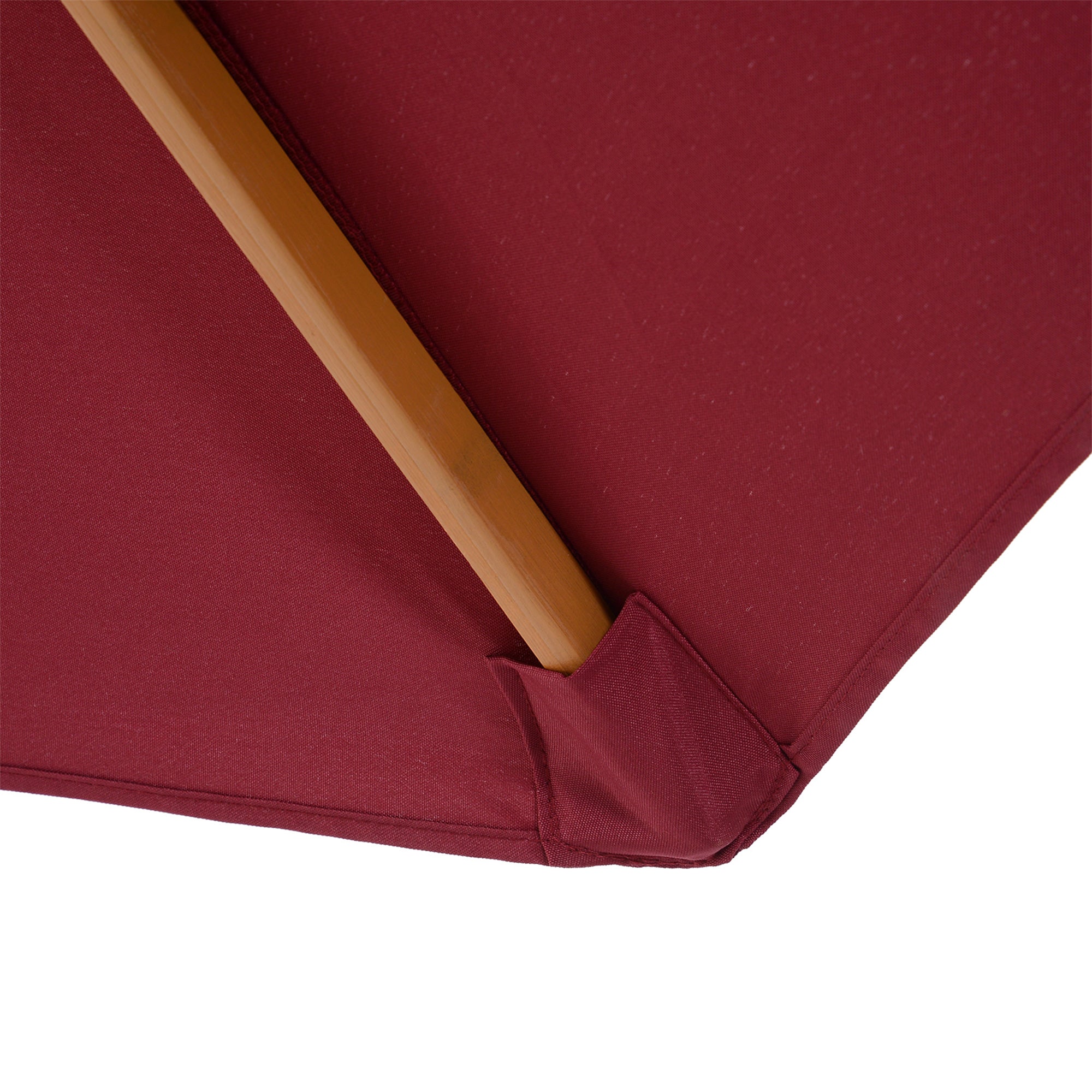 Outsunny 10' x 8' Bamboo Wooden Round Market Patio Sun Umbrella Garden Parasol Outdoor Sunshade Canopy, Wine Red