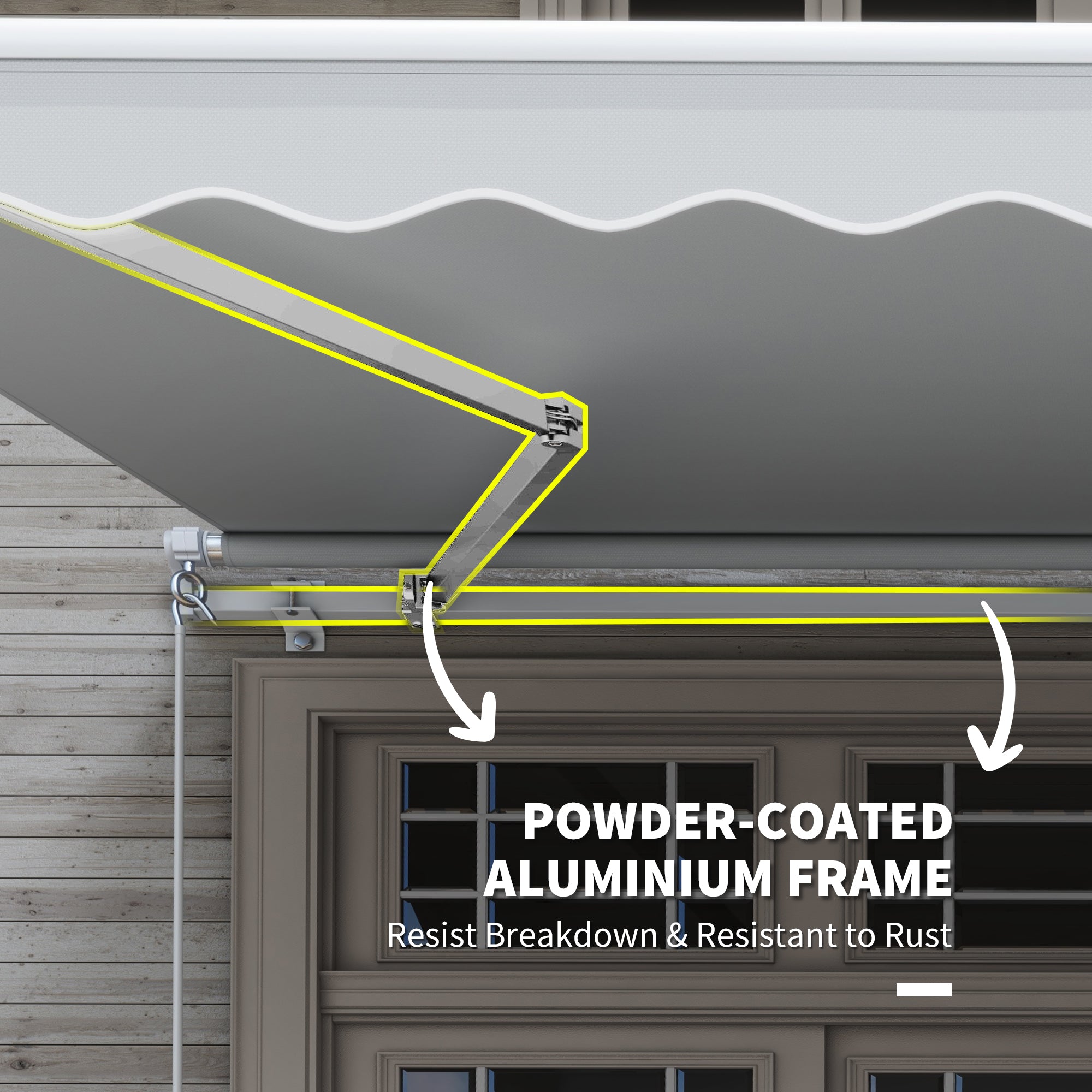 Outsunny 12' x 8' Retractable Awning Patio Awnings Sun Shade Shelter with Manual Crank Handle, UV & Water-Resistant Fabric and Aluminum Frame for Deck Balcony Yard, Grey