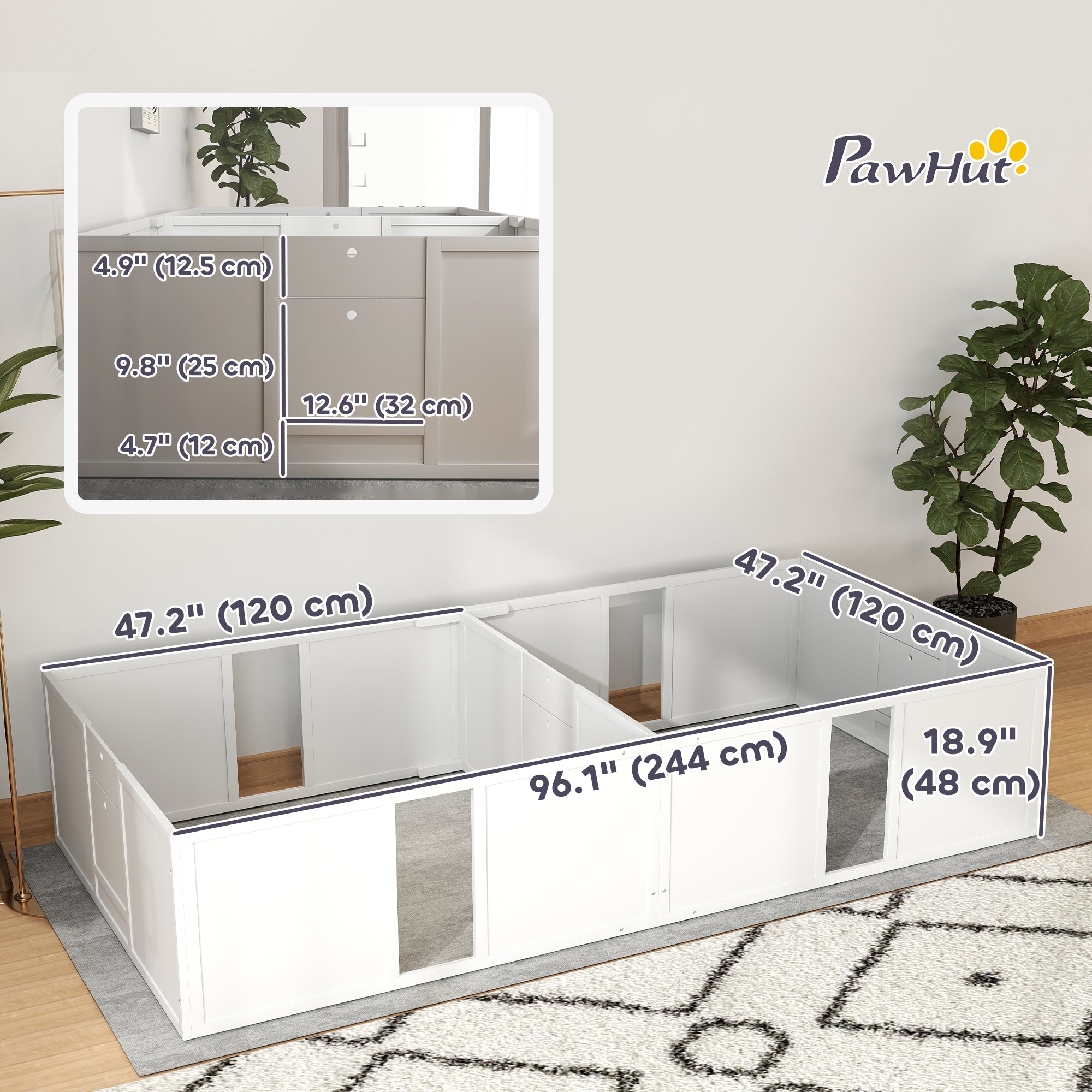 PawHut Whelping Box for Dogs and Puppies, Dog Birth Supplies Indoor w/ Adjustable Height Doors, for Large Sized Dogs