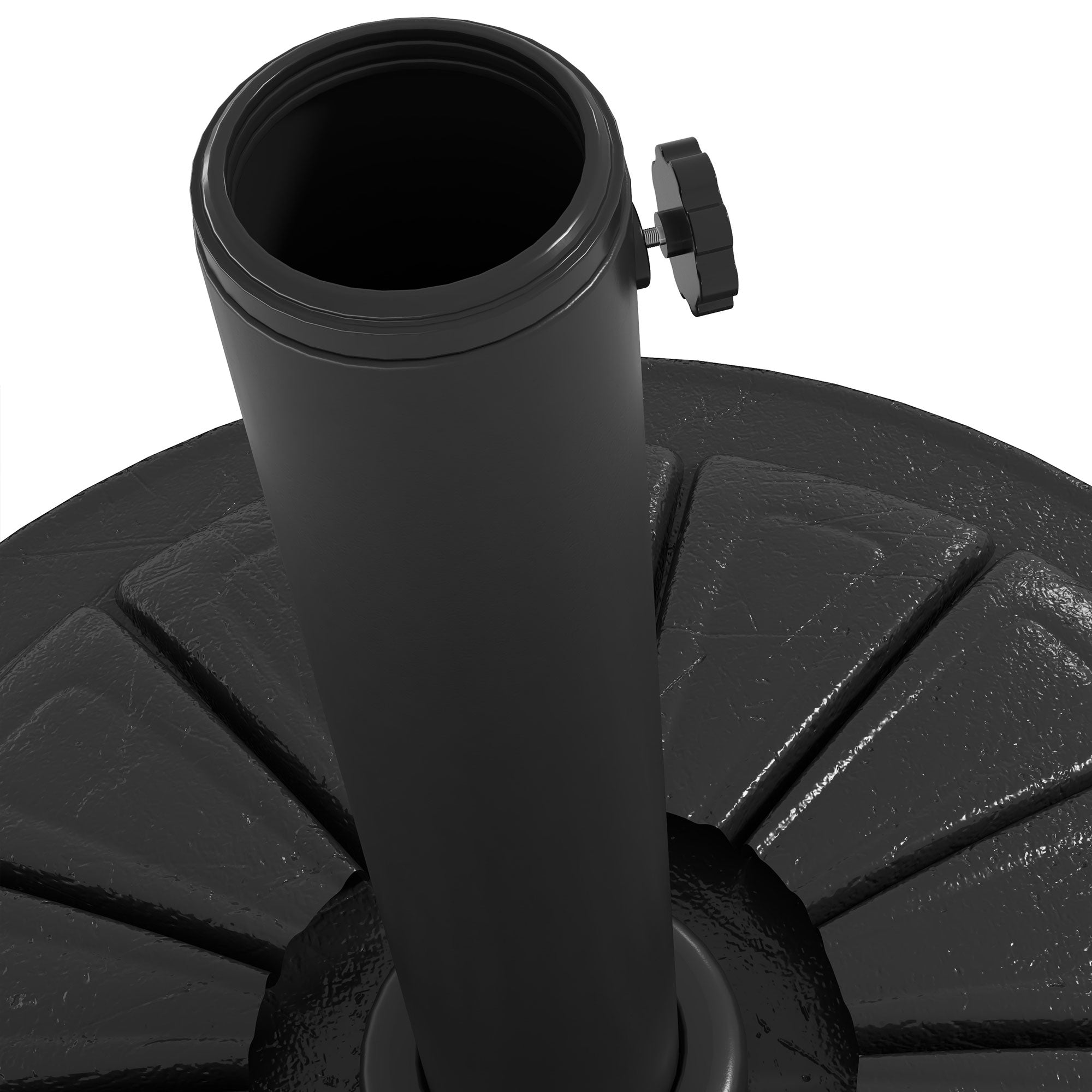 Outsunny Umbrella Base, Heavy Duty Concrete Base Holder with Steel Pole, Round Parasol Stand for Patio, Outdoor, Backyard, Black