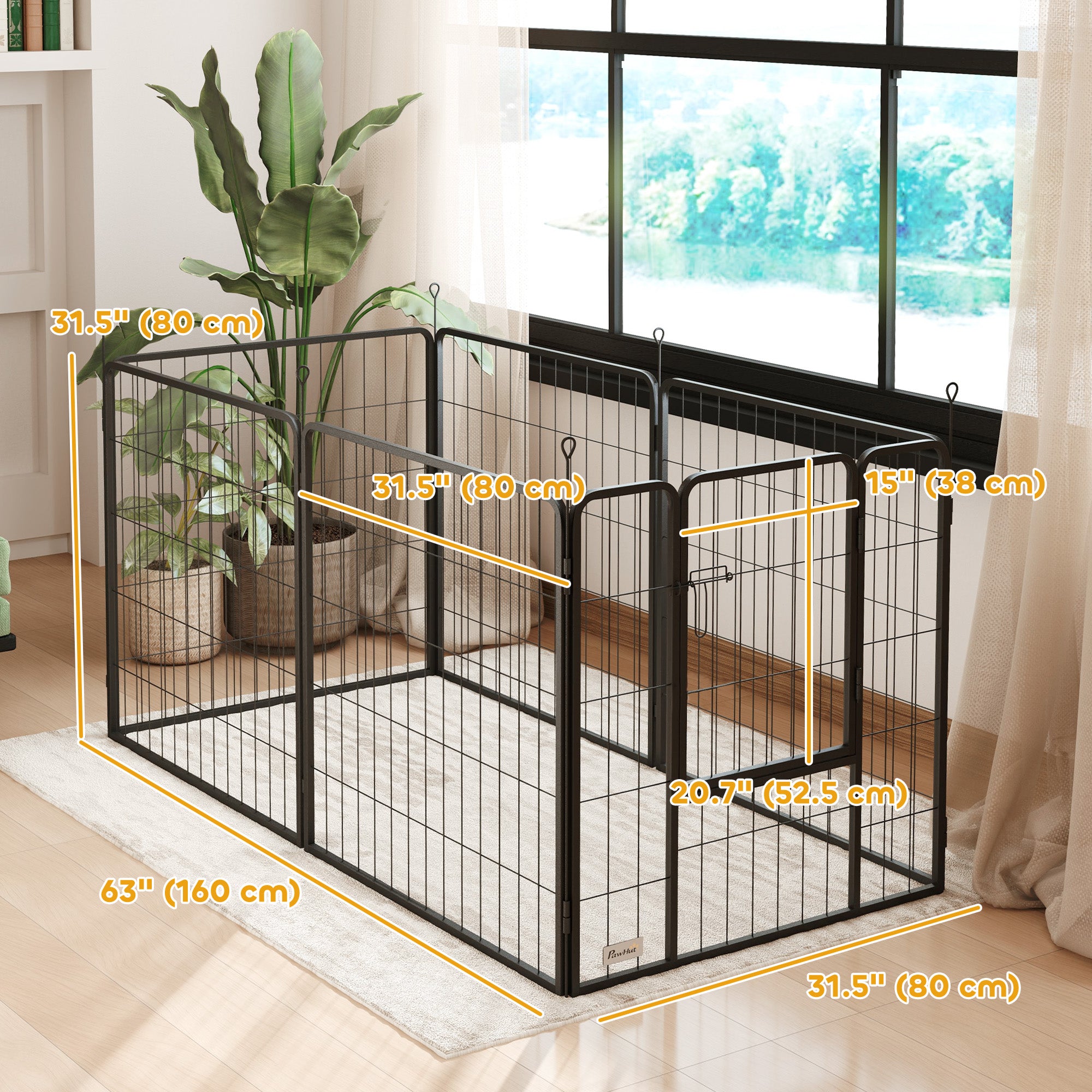 PawHut Heavy Duty Dog Playpen with Door for Medium Dogs, 6 Panels, 31.5"H