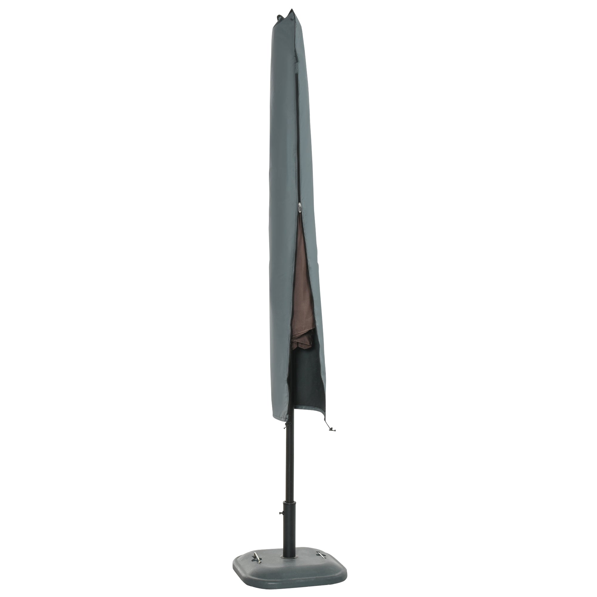 Outsunny Parasol Cover, Patio Cantilever Cover, Banana Umbrella Cover with Zipper, Grey